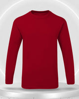 red colour solid full sleeve round neck tshirt for men template view