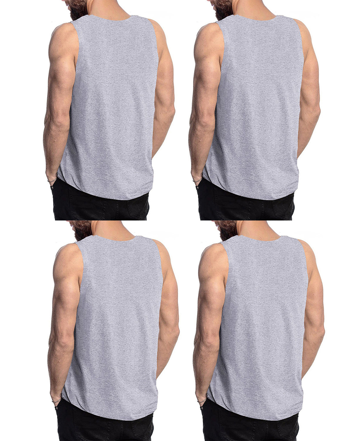 (Pack Of 4) Mens Printed Vest / Grey