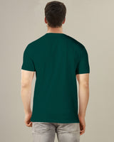 green solid half sleeve v neck tshirt for men back view