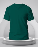 dark green solid half sleeve v neck tshirt for men raw view