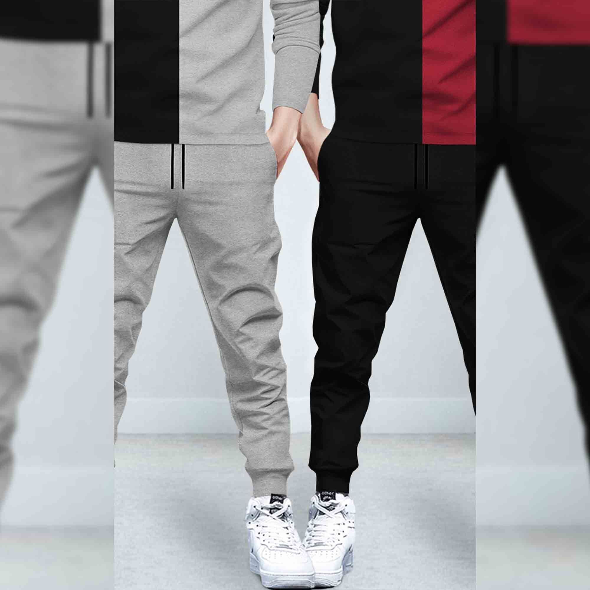 (Pack Of 2) Printed Tracksuit Beige & Red Hooded T-shirts - Matching Plain Trackpants