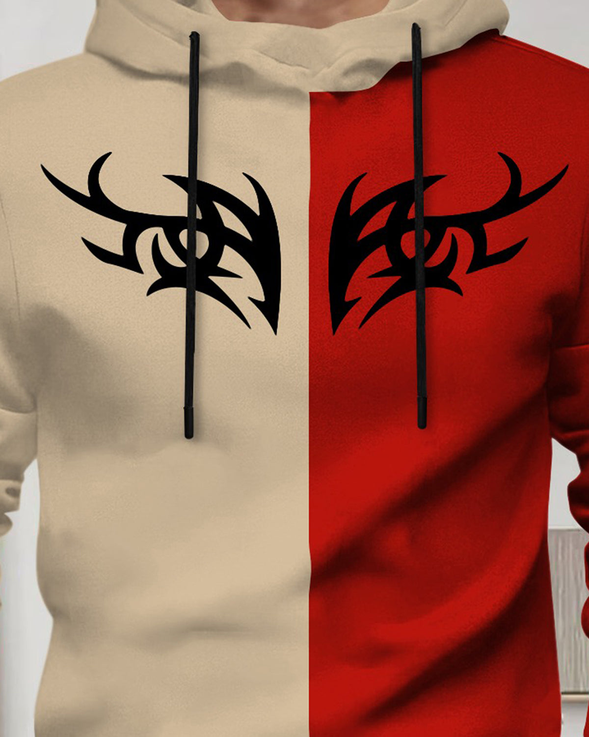 Mens Full Sleeve Hooded Neck Dual Color Printed T-shirt - 7 Variants