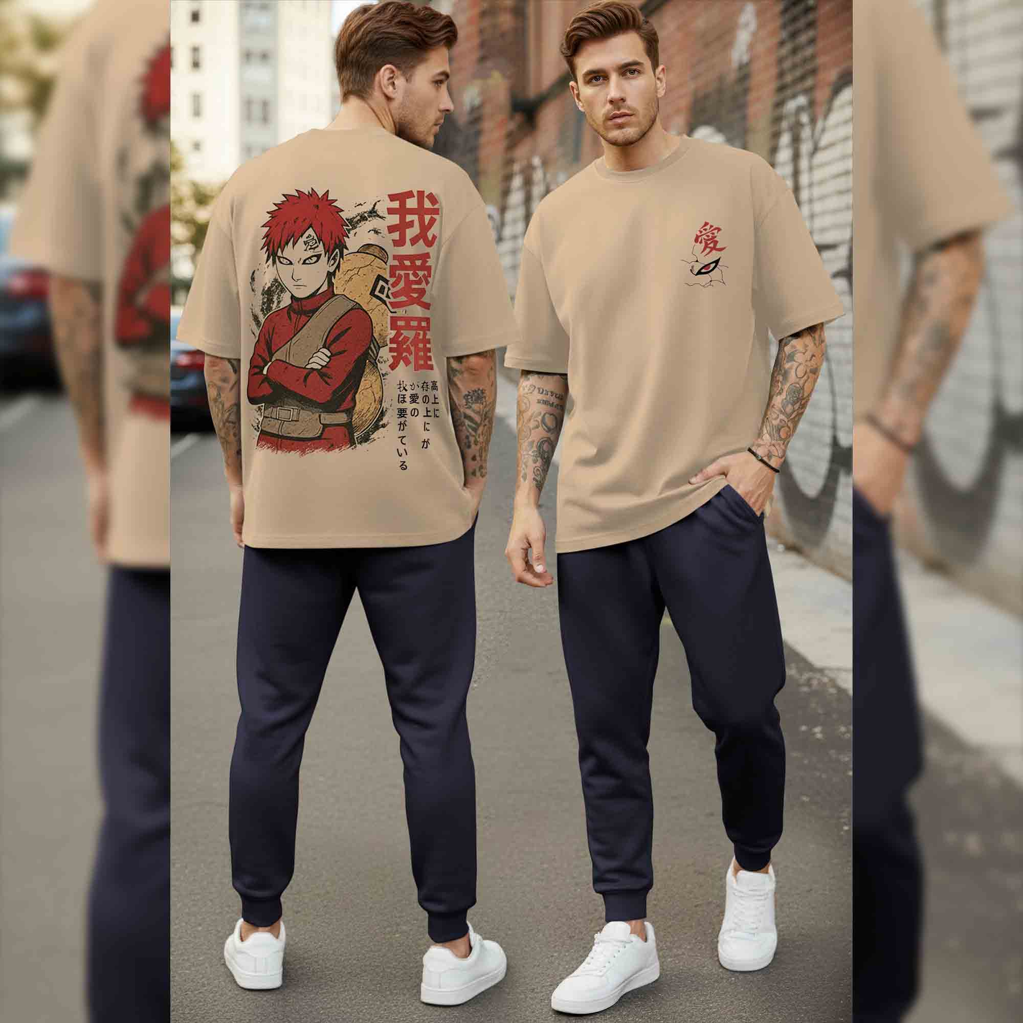 Men Outfit Set - Oversized Printed T shirts & Plain Track Pants - 11 Variants