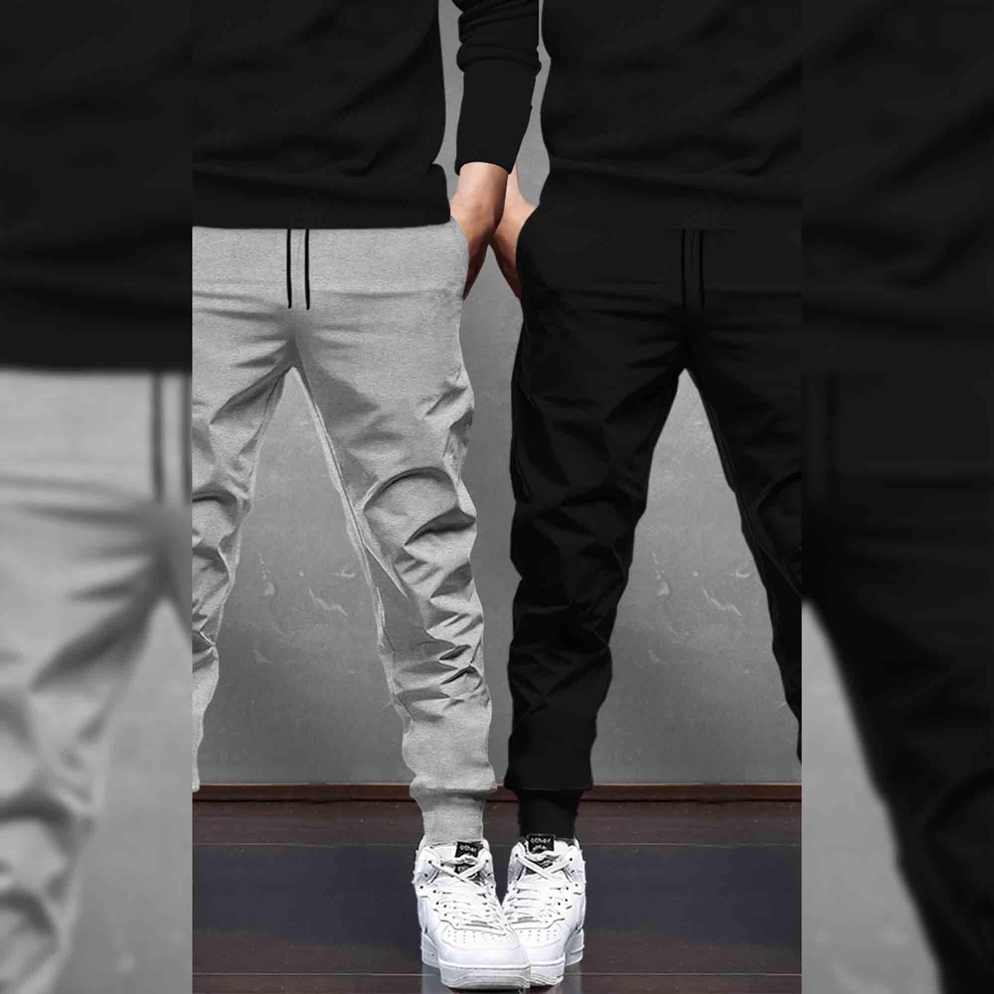 (Pack Of 2) Tracksuit Black Hooded T-shirts Matching Trackpants