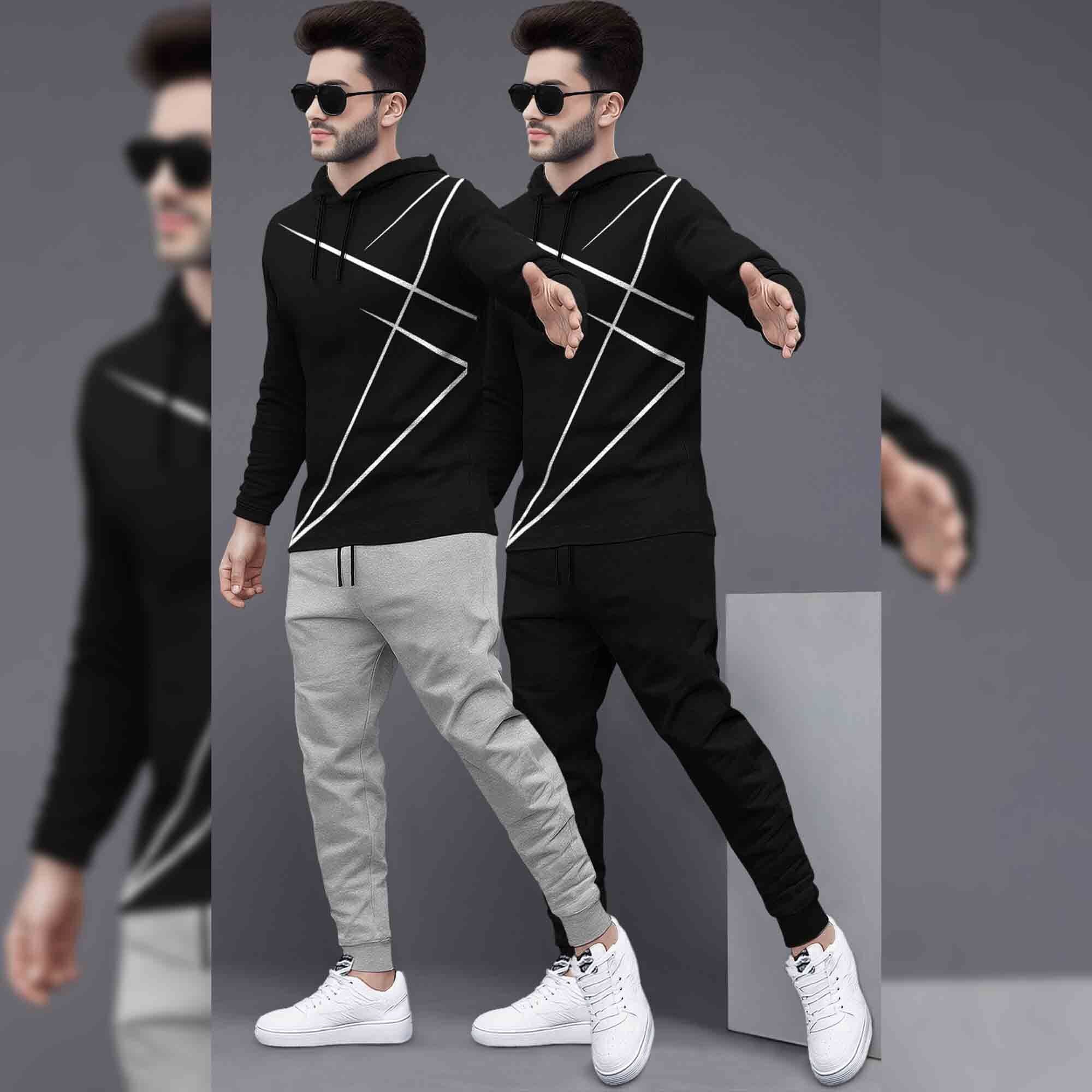 (Pack Of 2) Printed Tracksuit For Men Black
