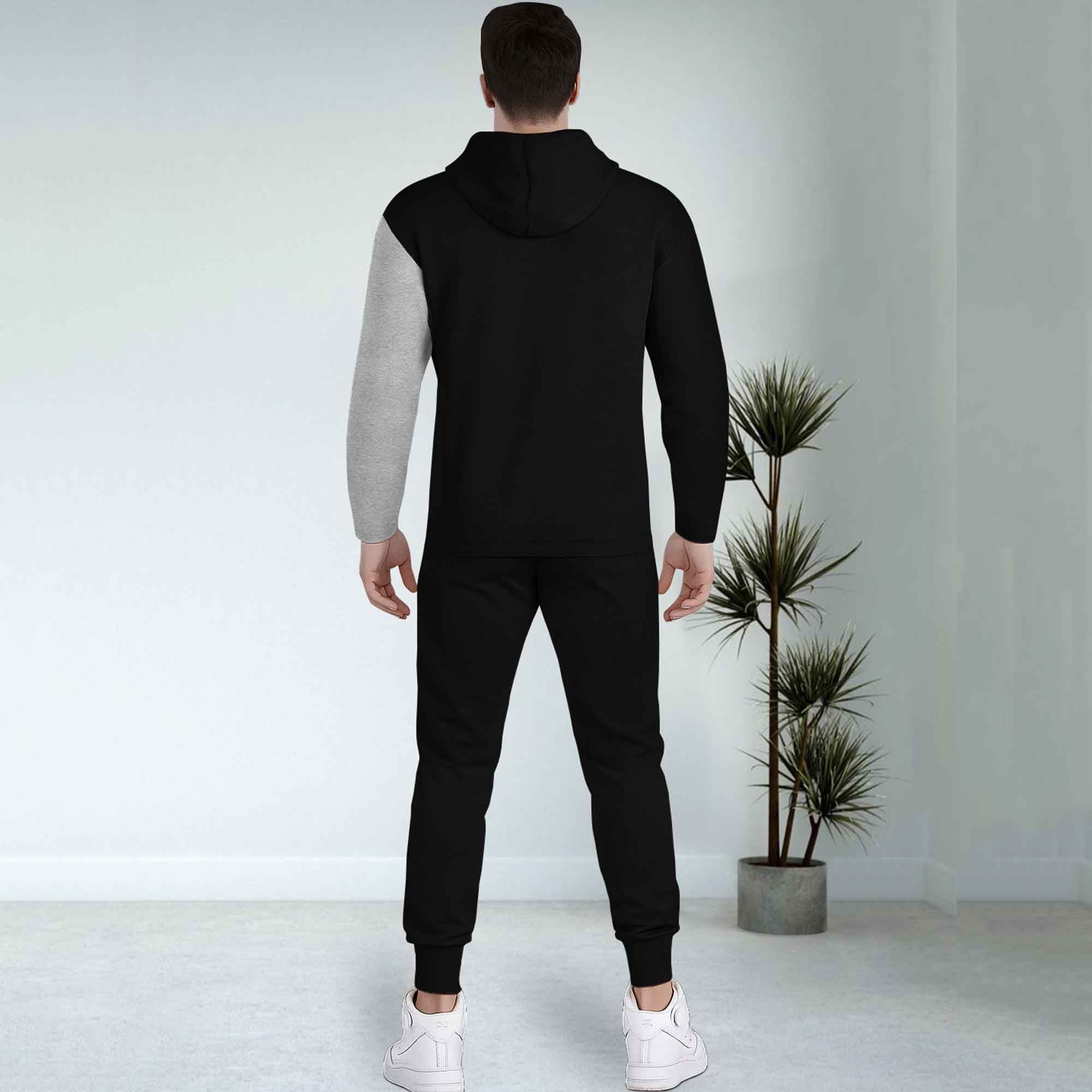 Dual Color Black & Grey T-shirt With Matching TrackPant Hoodie Tracksuit