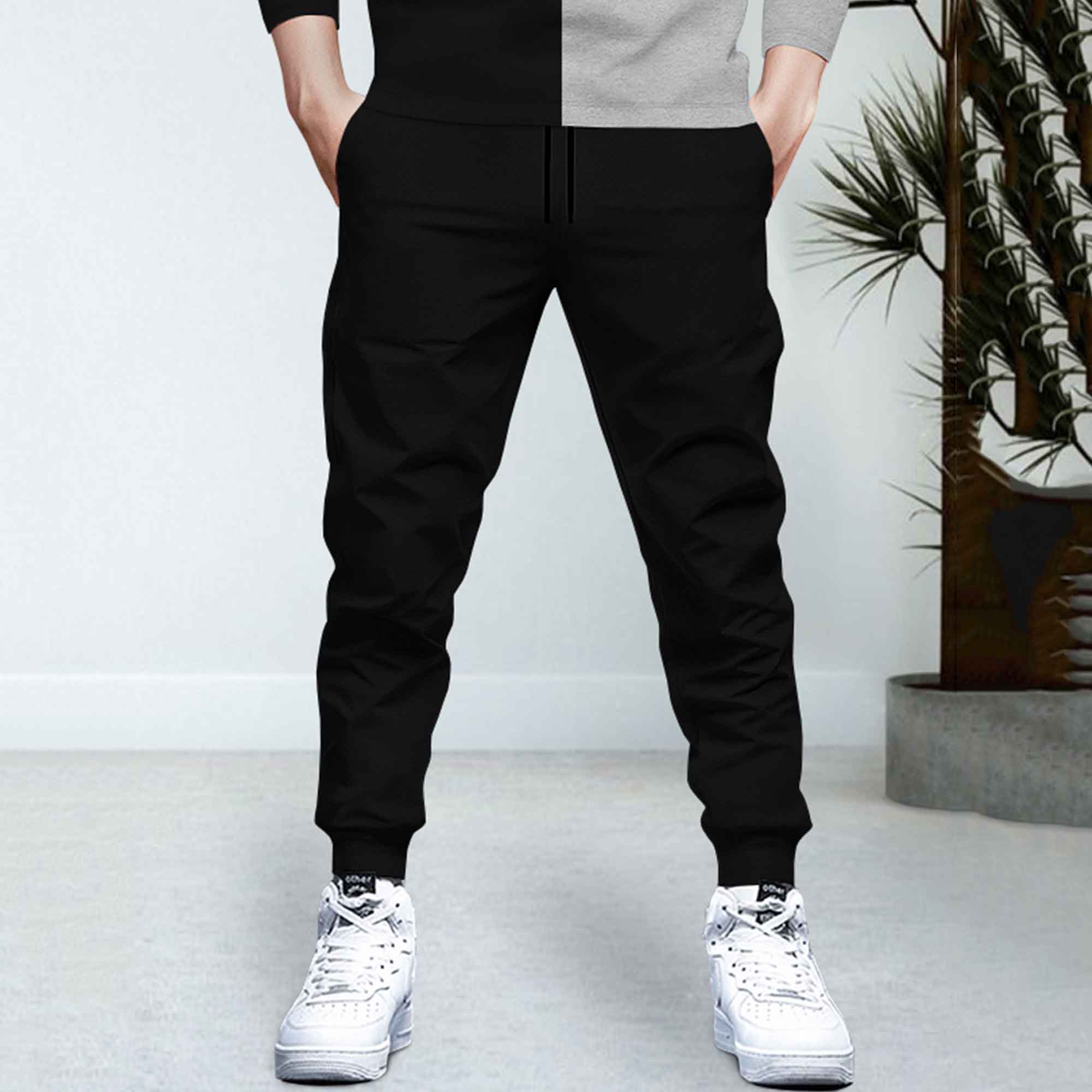 Dual Color Black & Grey T-shirt With Matching TrackPant Hoodie Tracksuit