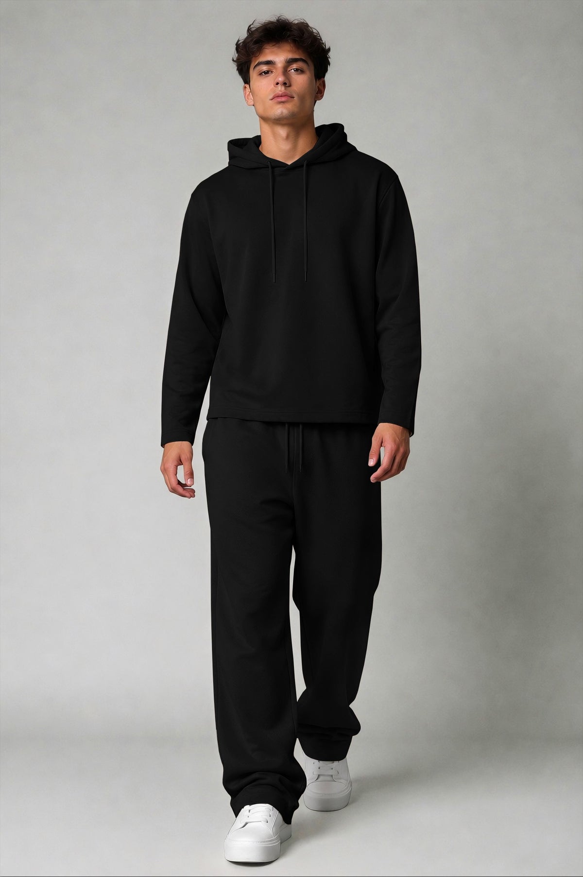 Outfit Set Plain hooded Tshirt - Plain Loose Fit Trackpants