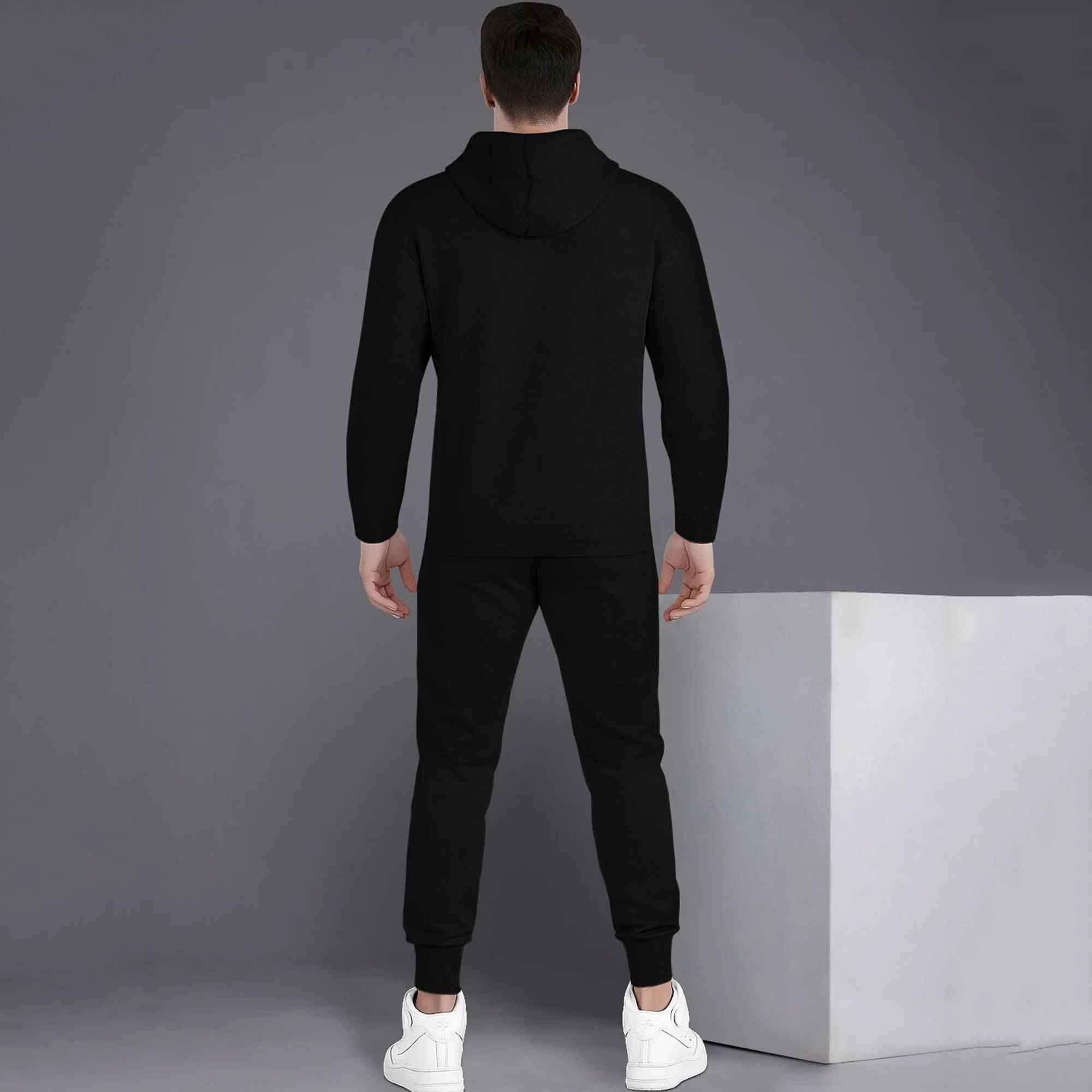 Full Sleeve ZigZag Parttern Black T-shirt With Matching Trackpant