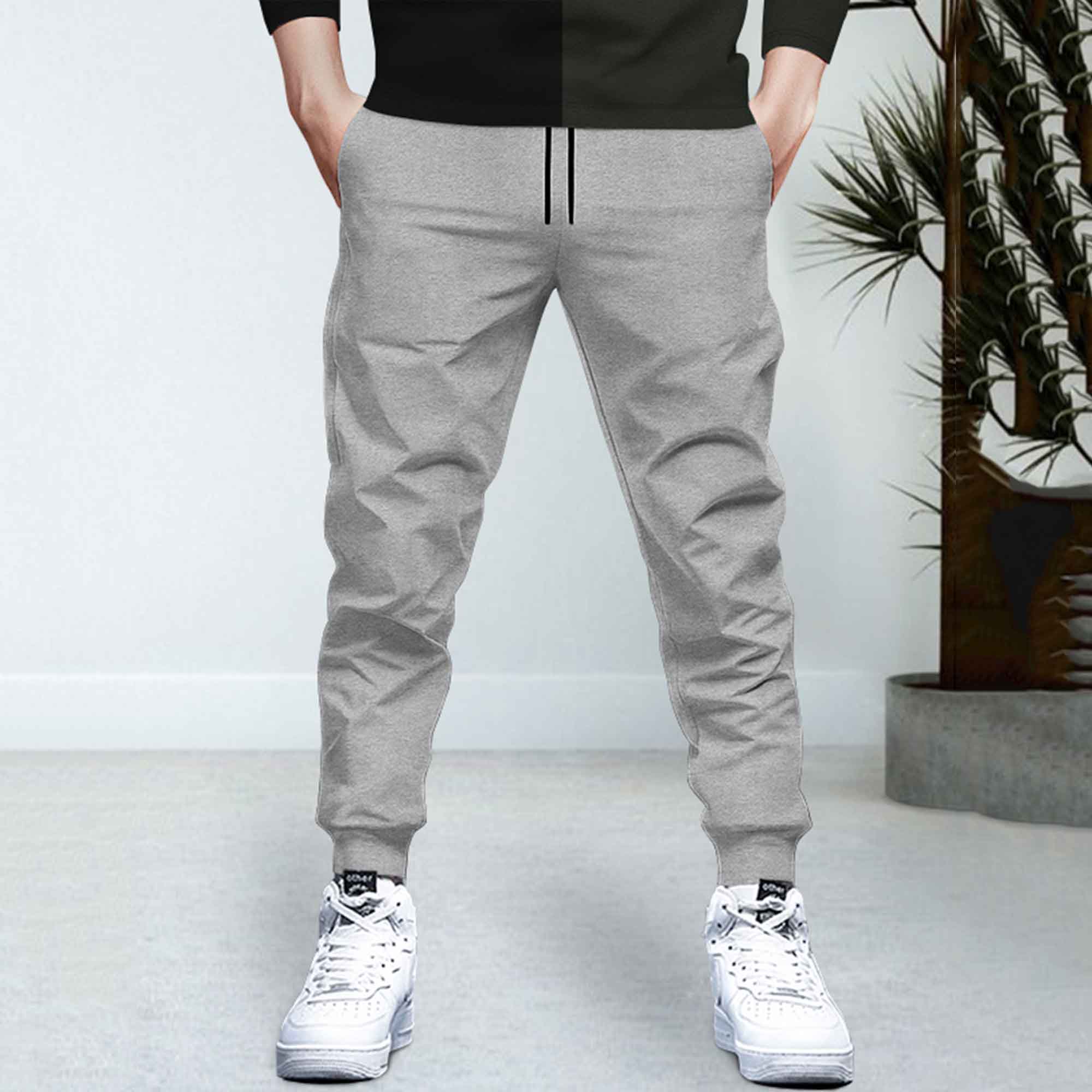 Dual Color Black T-shirt With Matching Grey TrackPant Hoodie Tracksuit