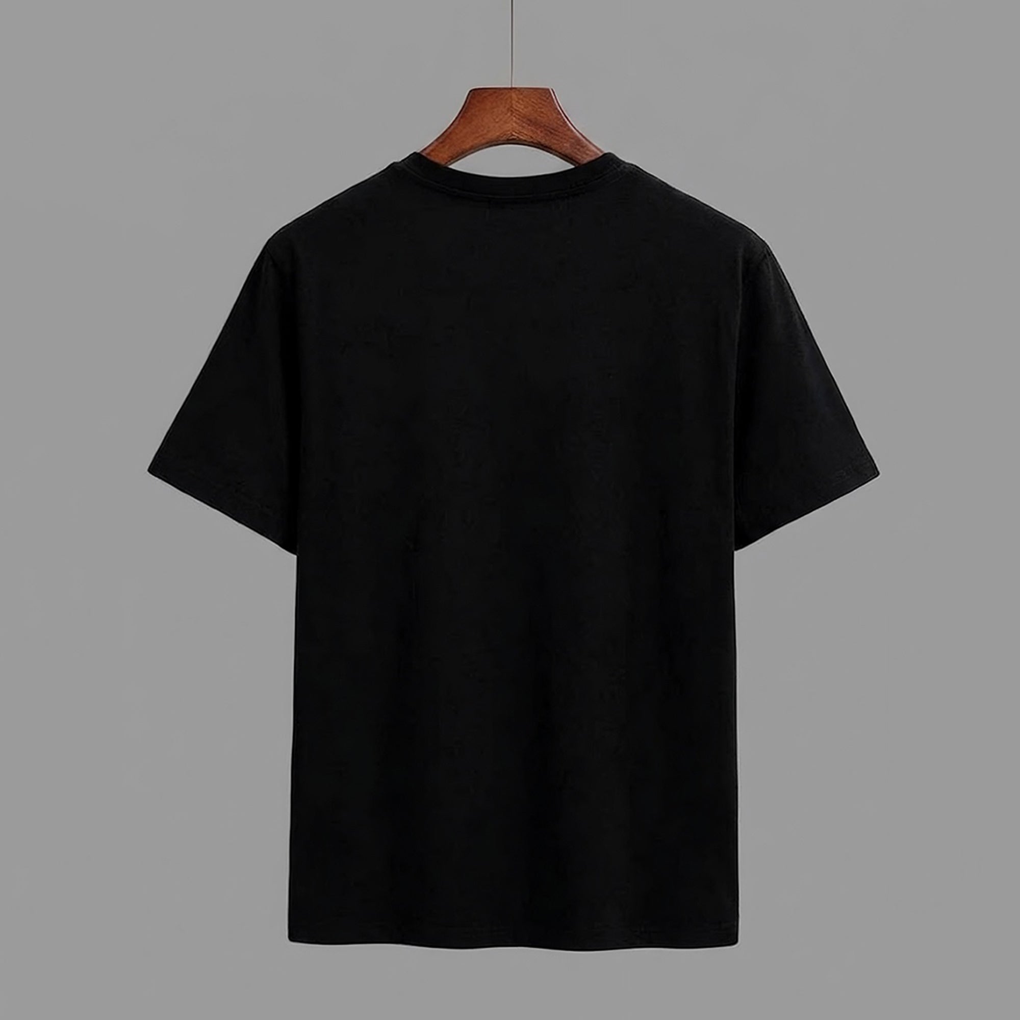 Men Simple Print Half Sleeve T-shirt Black