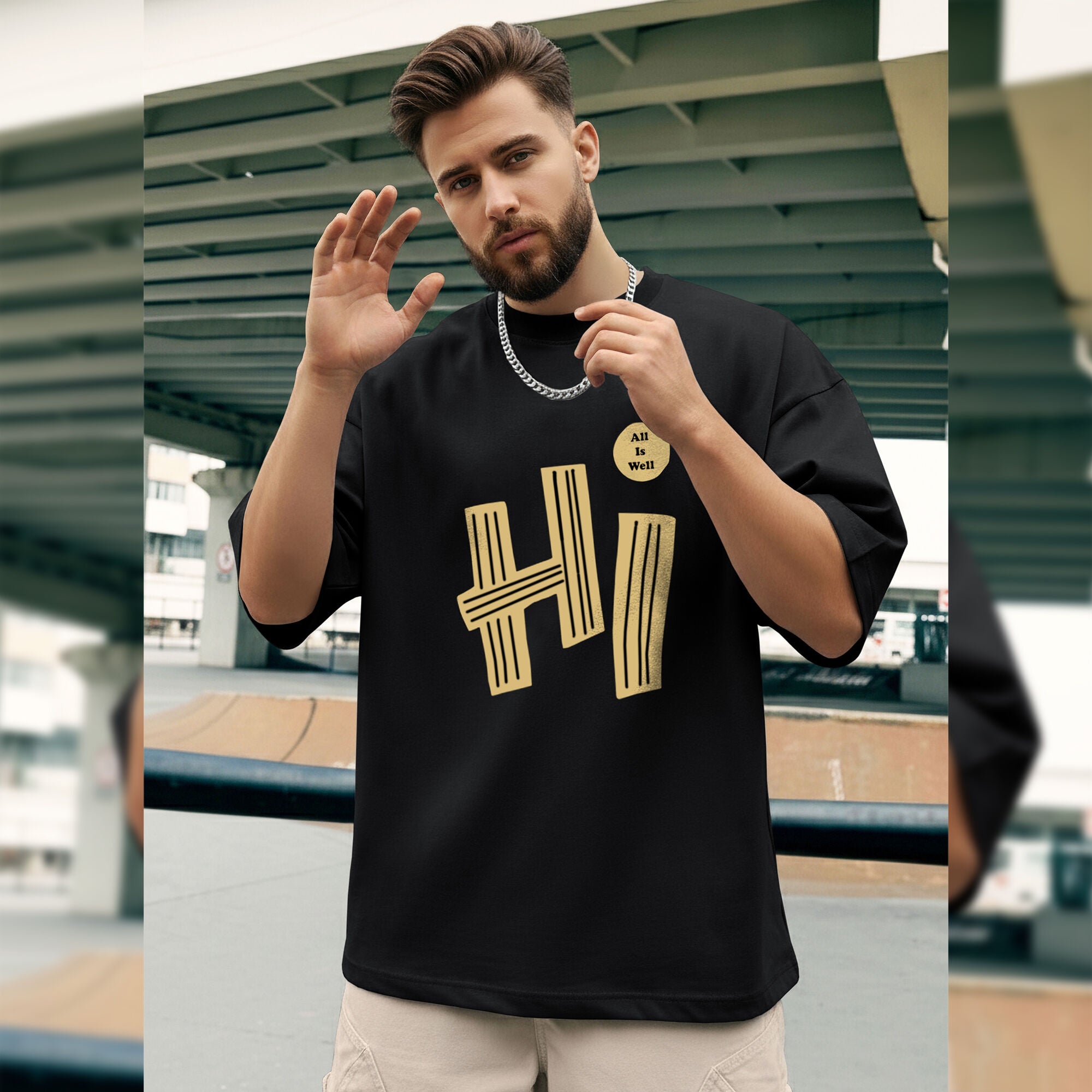 Mens Loose Fit Baggy T-shirt Black