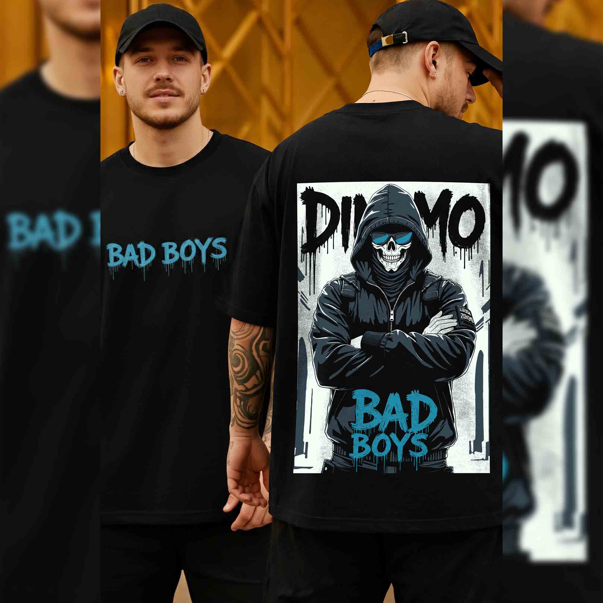 Men Back Printed Oversized Tshirt Black
