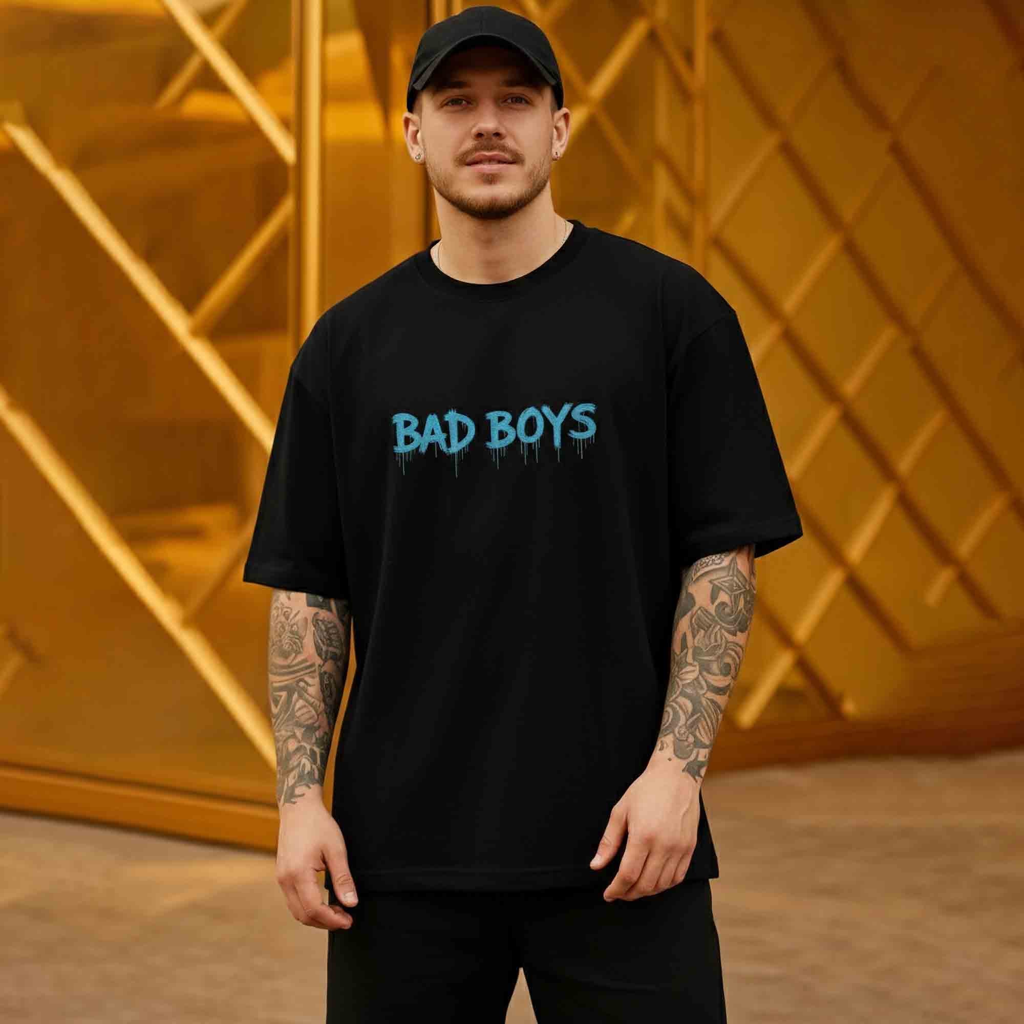 Men Back Printed Oversized Tshirt Black