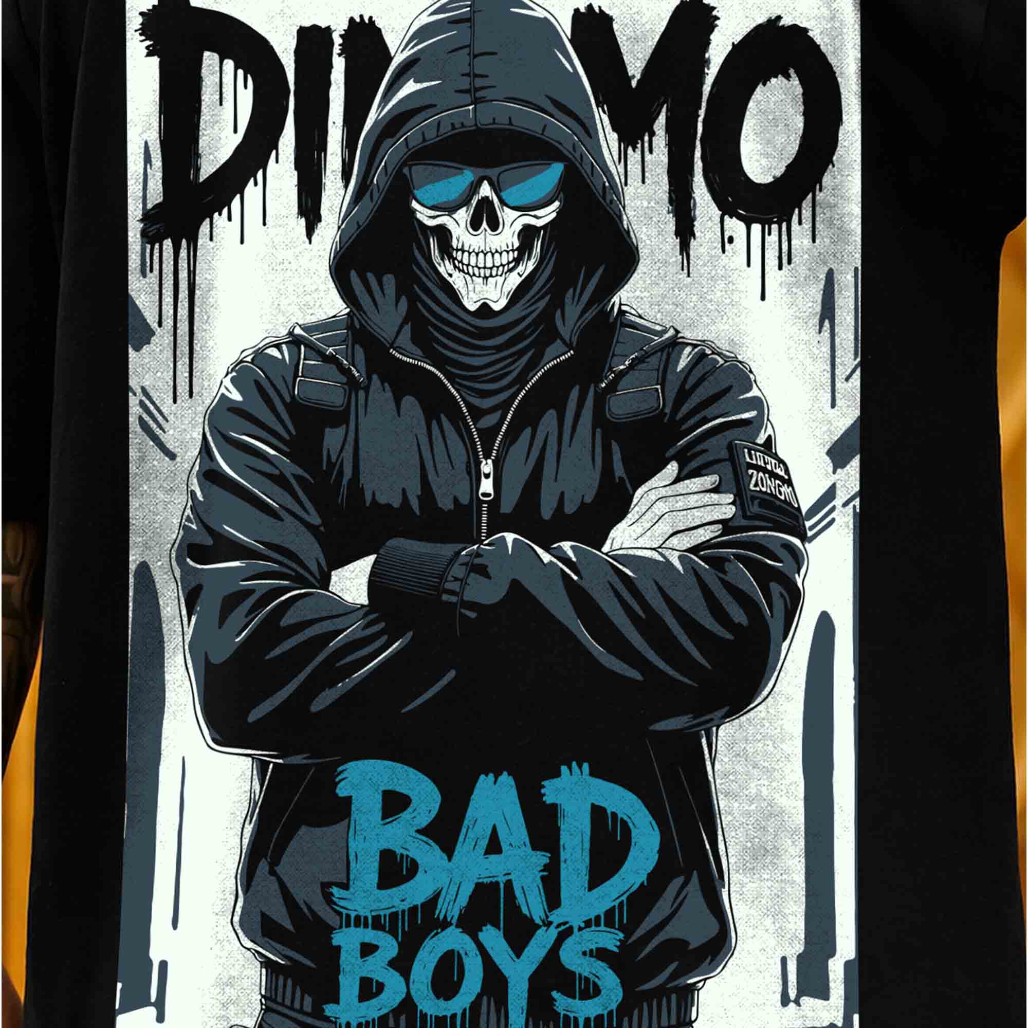 Men Back Printed Oversized Tshirt Black