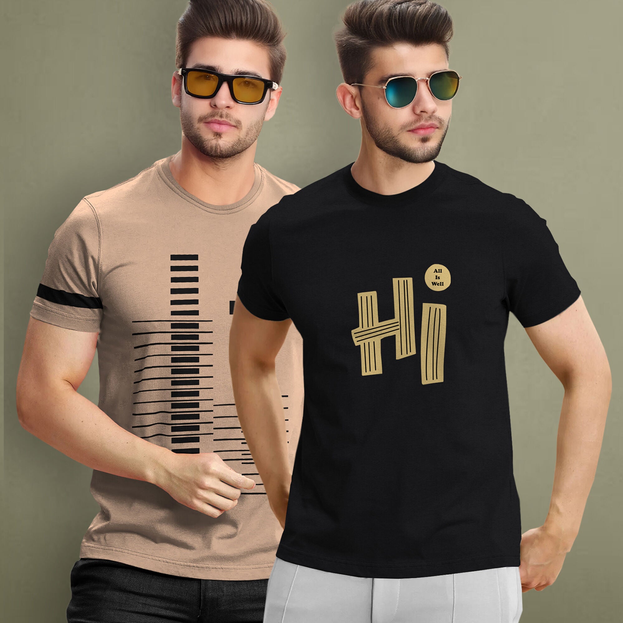(Pack Of 2) Half Sleeve Printed Tshirts - 18 Variants