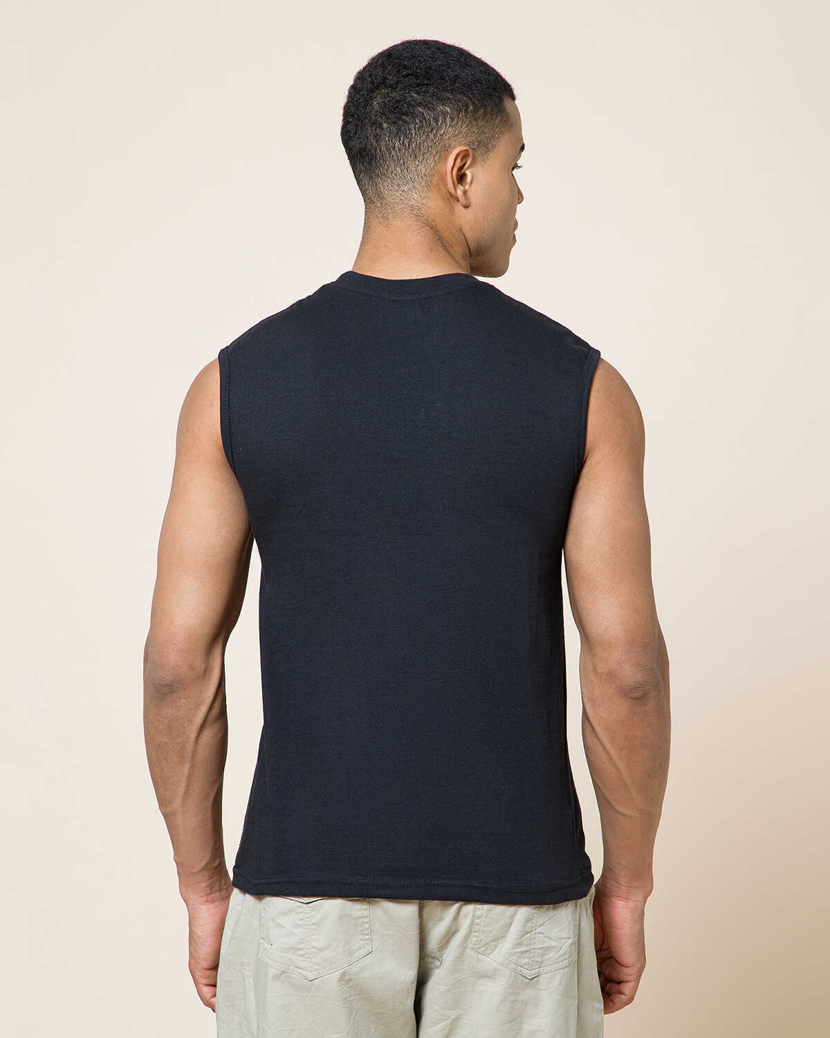 Men Casual Black Printed Top Tank