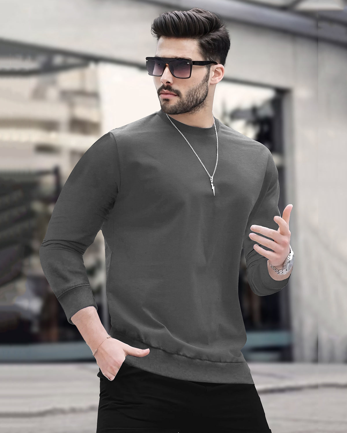 Men's Round Neck Full Sleeve Plain Tshirts - 10 Colours