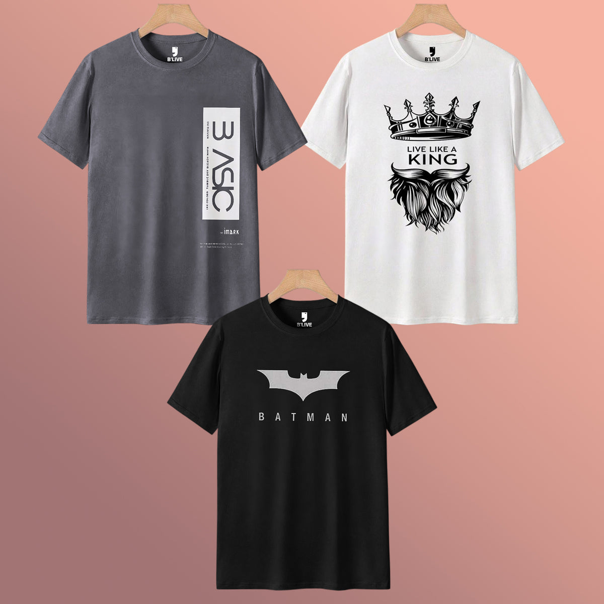 Mens Combo Pack Half Sleeve Simple Printed T-shirts Multicolors