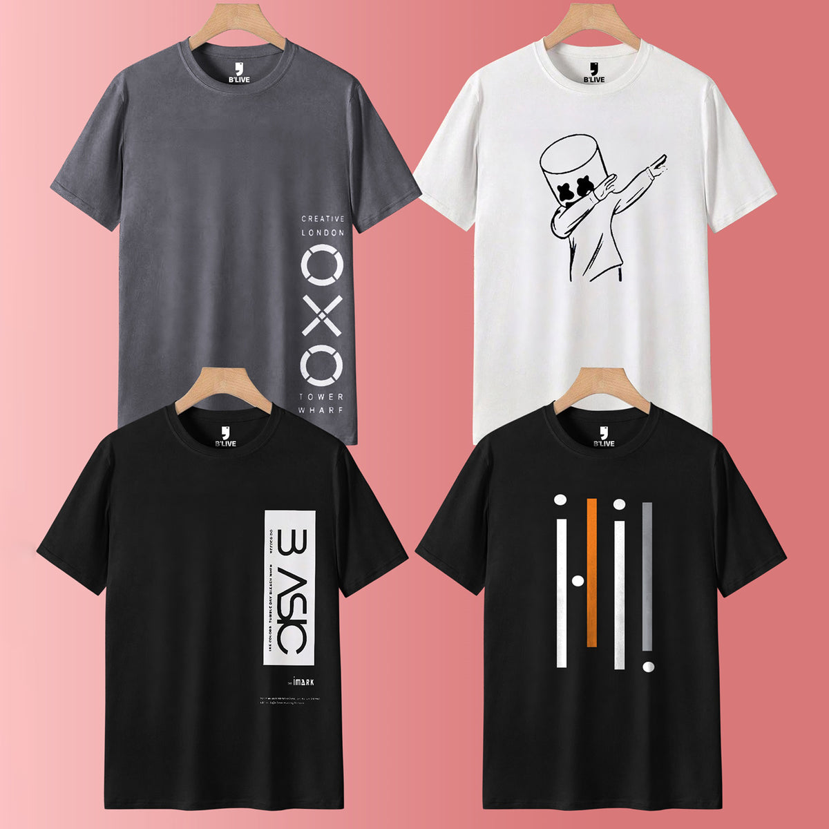 Mens Combo Pack Half Sleeve Simple Printed T-shirts Multicolors