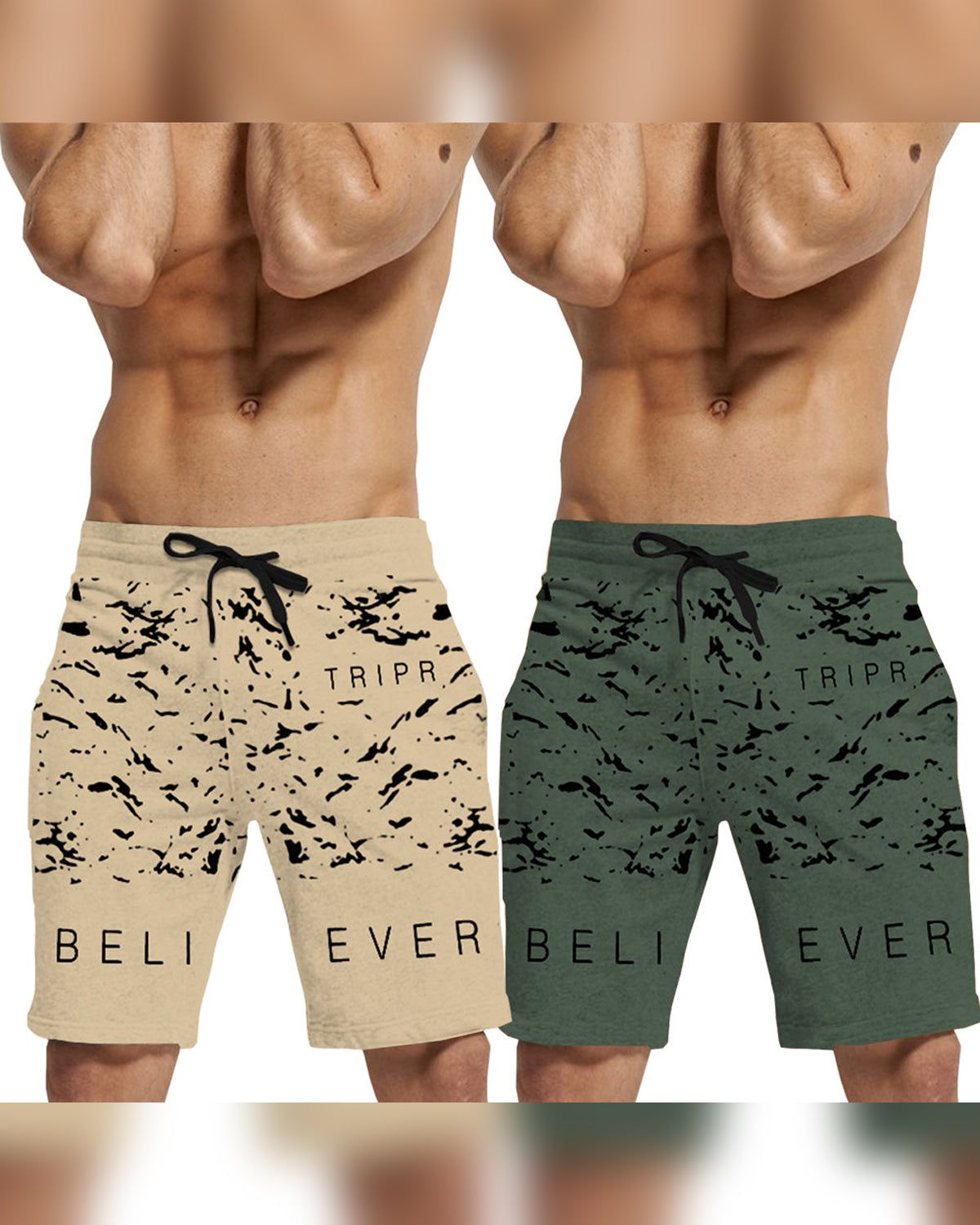 (Pack Of 2) Printed And Colorblocked Shorts 15 Variants