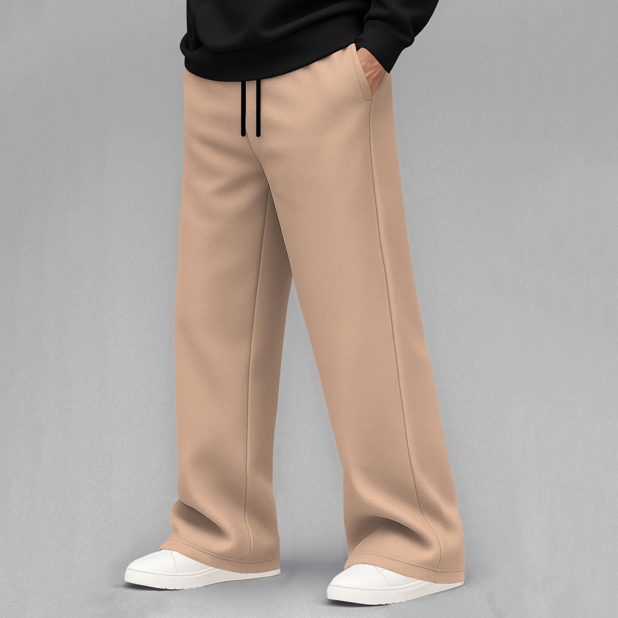 Plain Loose Fit Baggy Cargo Beige