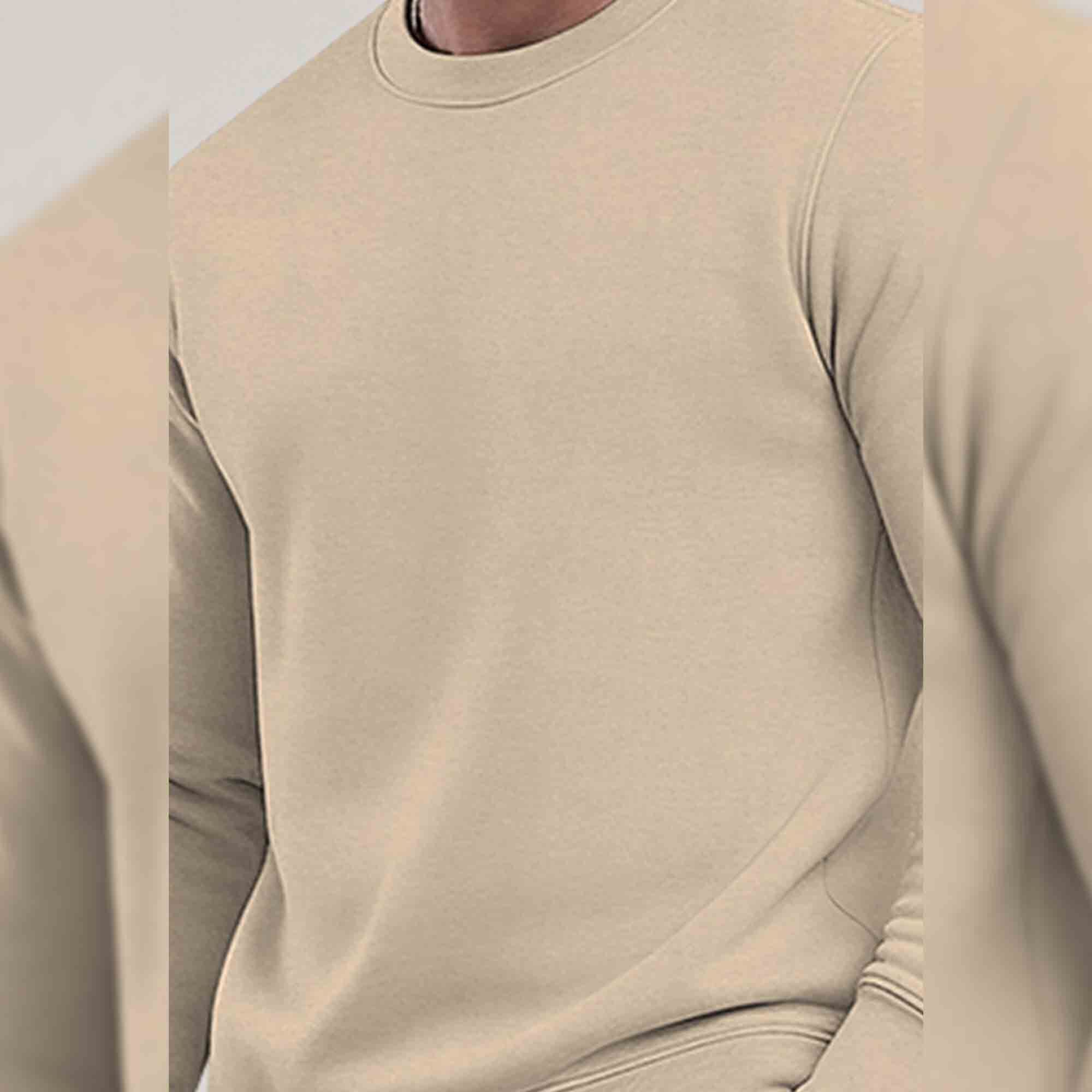 PLAIN BEIGE MEN REGULAR FIT CASUAL SWEATSHIRT