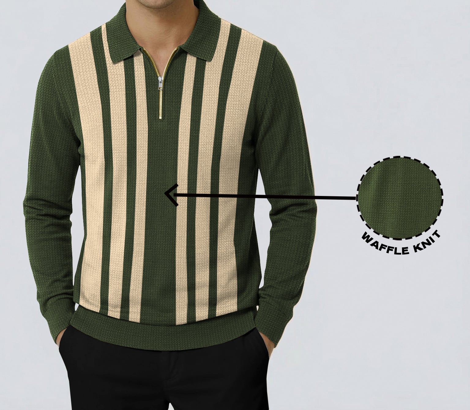 Men's Full Sleeve Printed Zip Neck Polo Tshirts