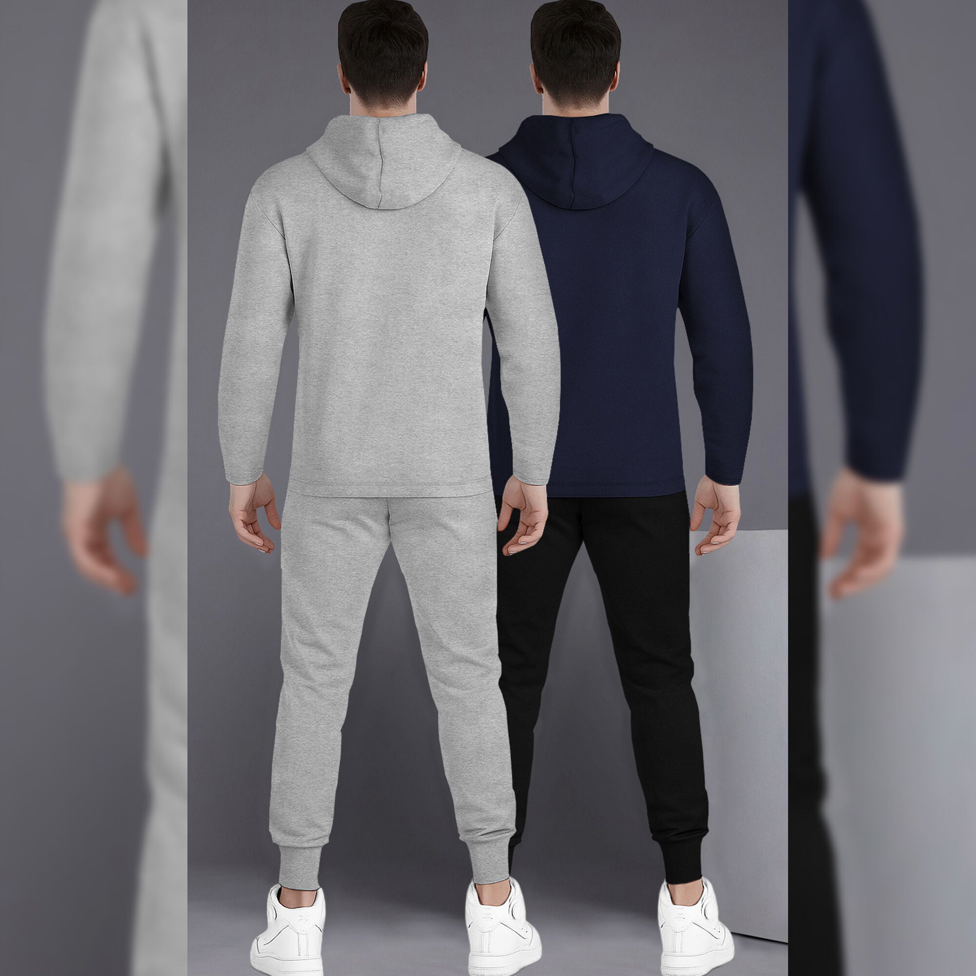 (Pack Of 2) Printed Tracksuit For Men Grey & Navy