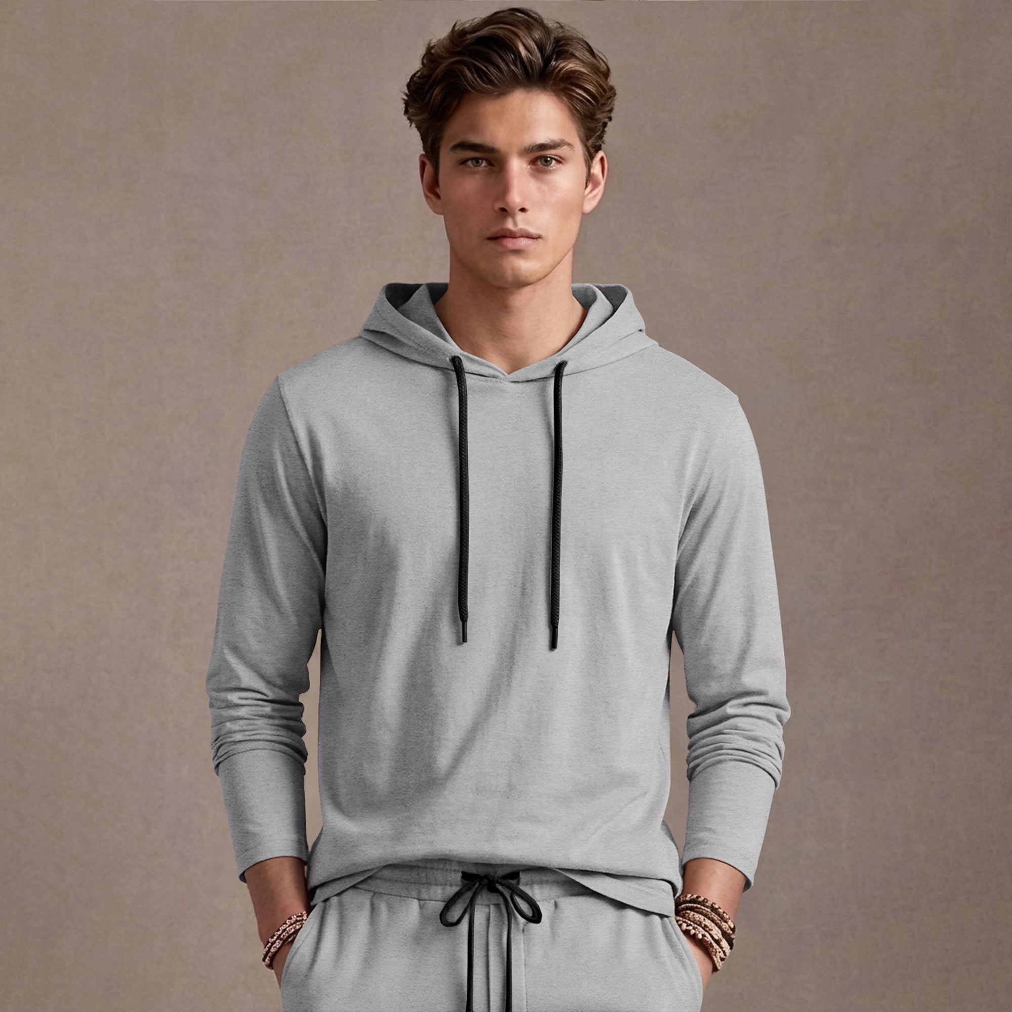 Grey Hooded Full Sleeve T-shirt with Grey Trackpant Tracksuit