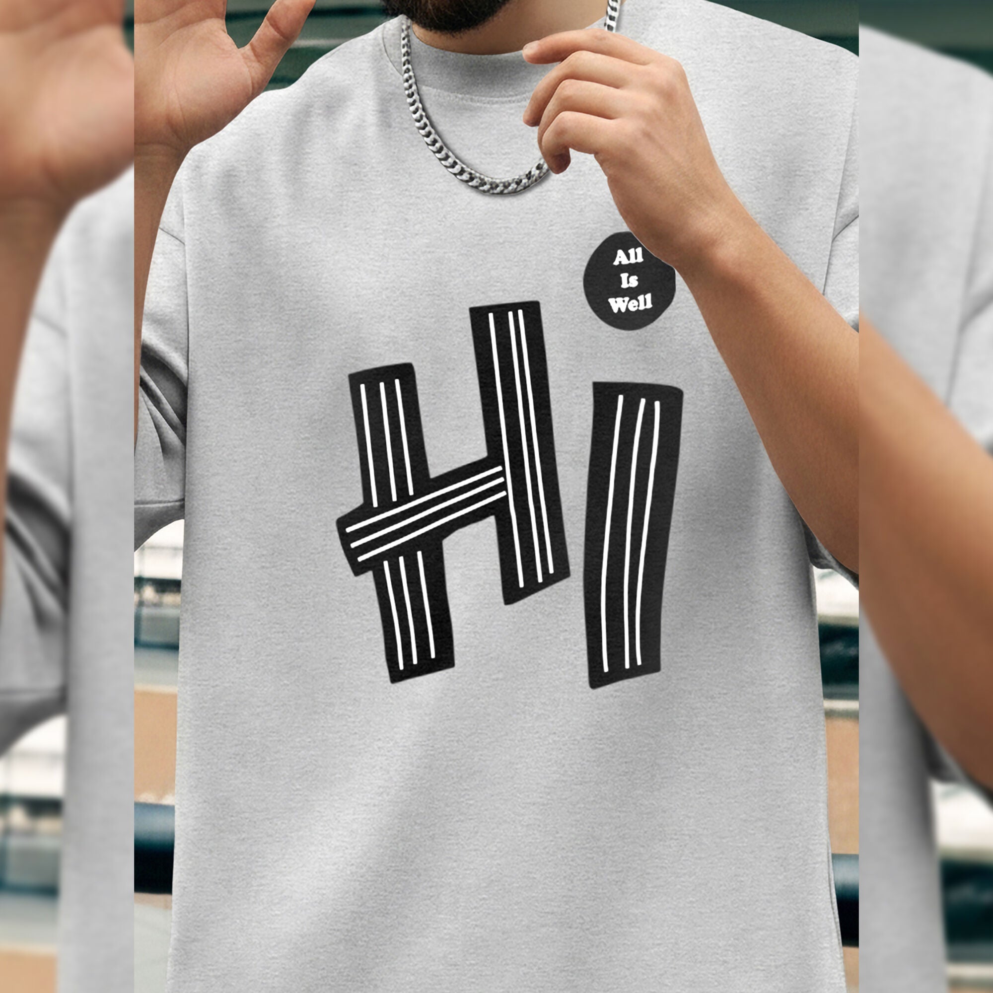 Mens Loose Fit Baggy T-shirt Grey