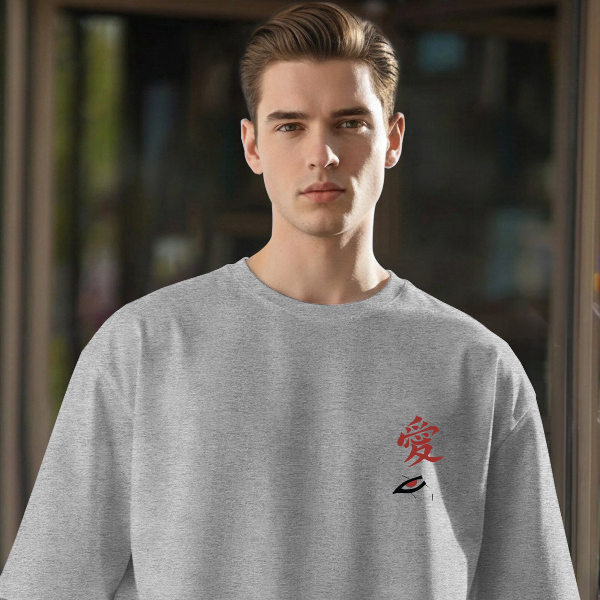 Mens Naruto Anime Back Printed Grey Oversized Tshirt