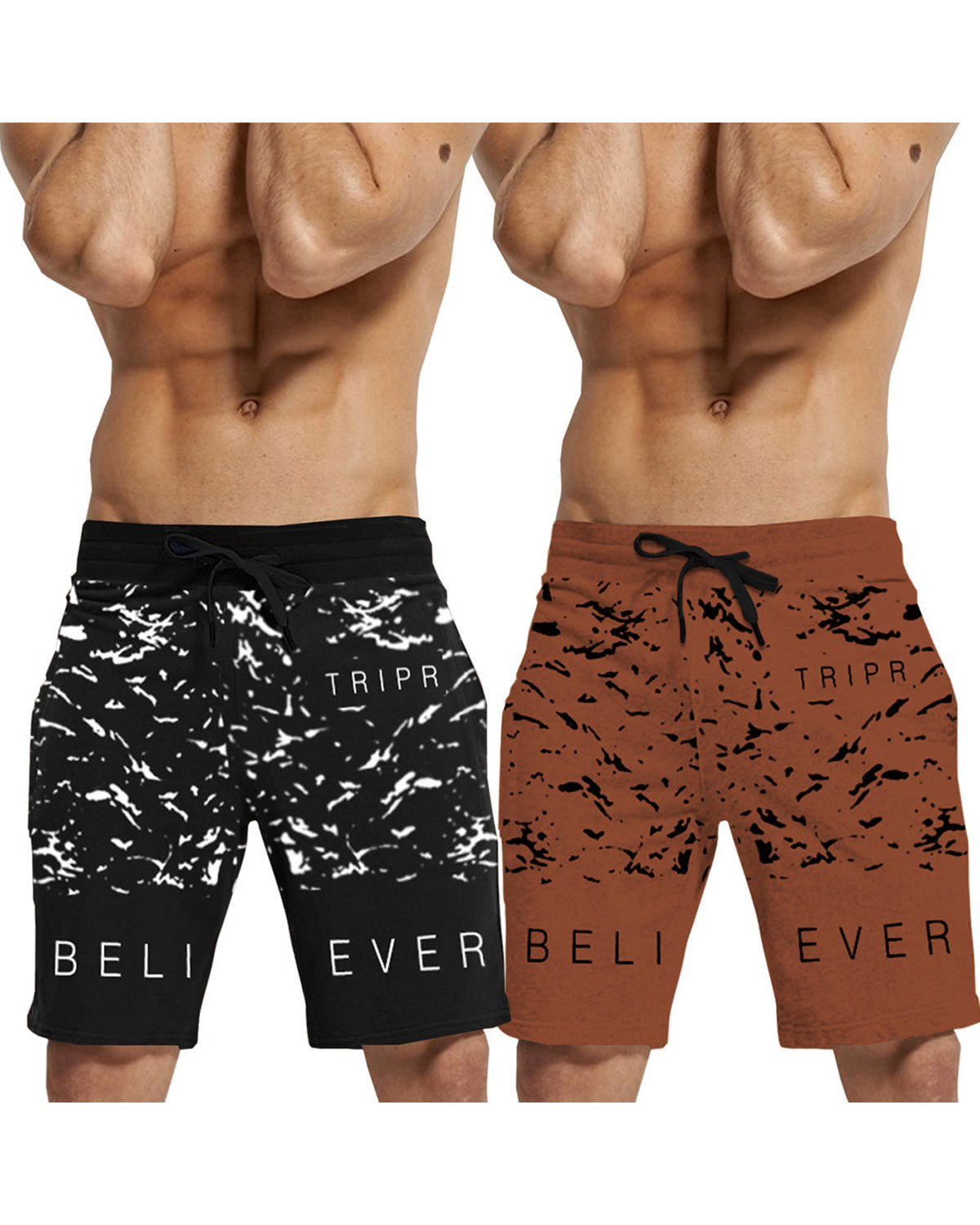 mens PACK OF 2-Black-brown shorts