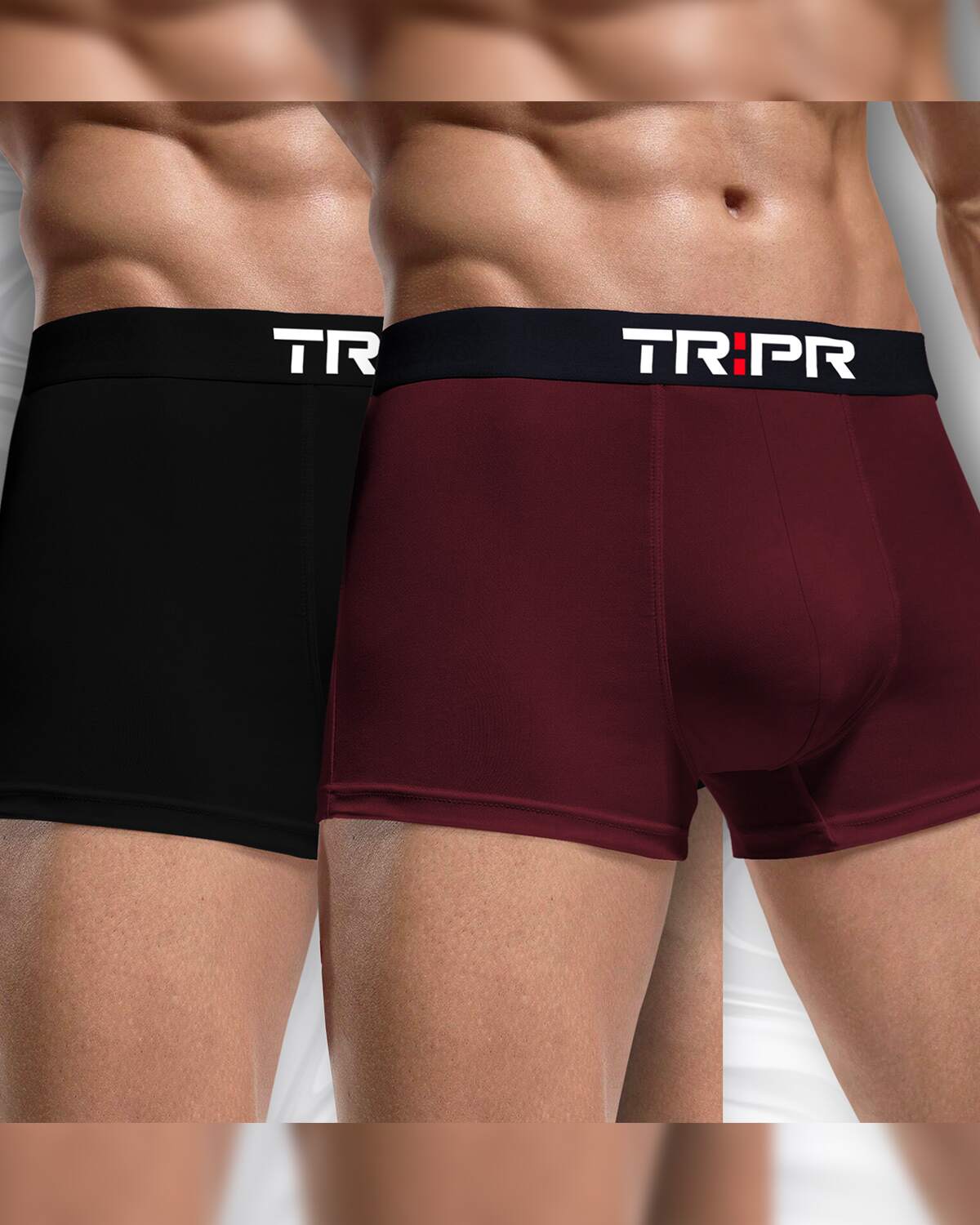 Combo Pack Of 2 Black & Maroon Men Plain Trunks