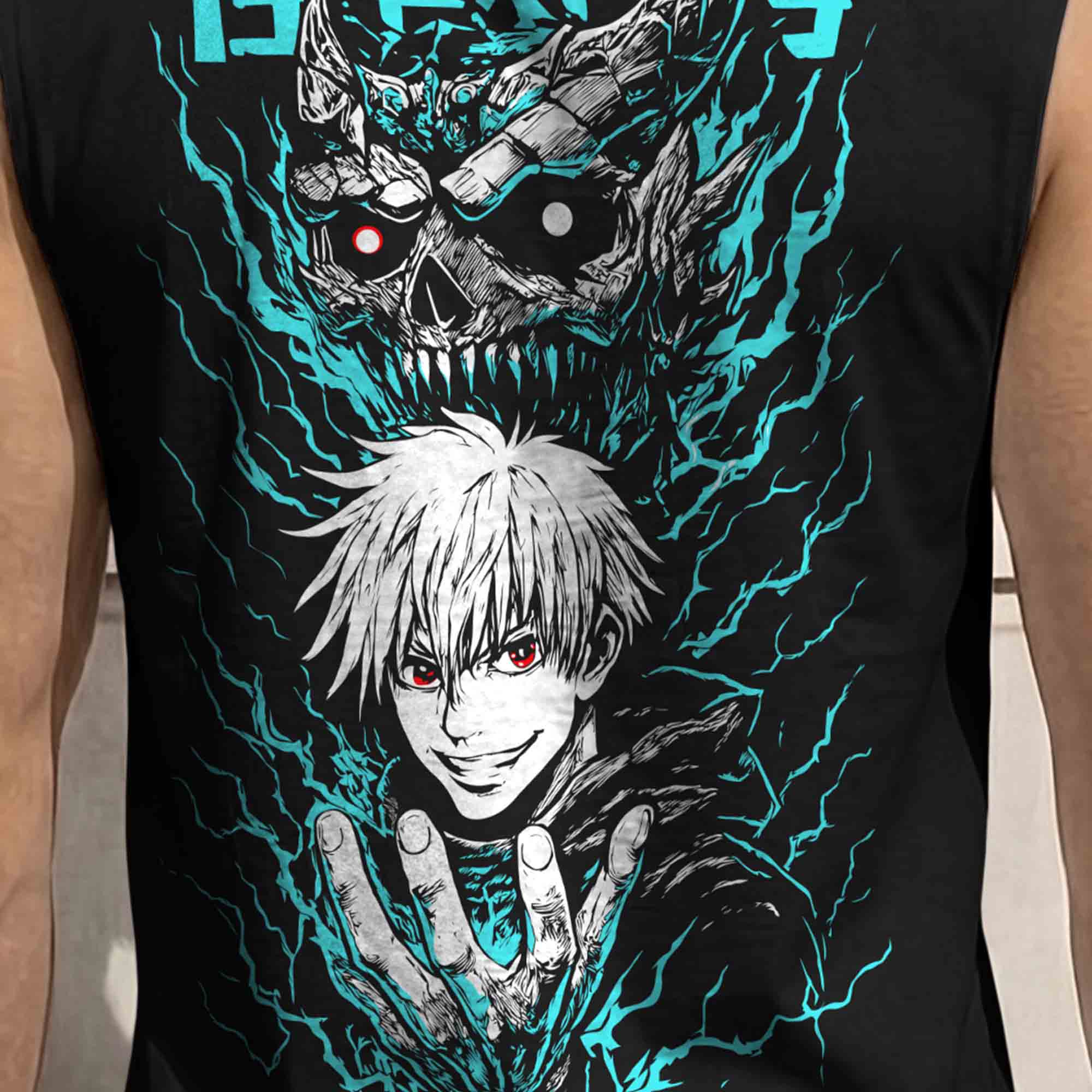 Men Back Printed Round Neck Vest Black