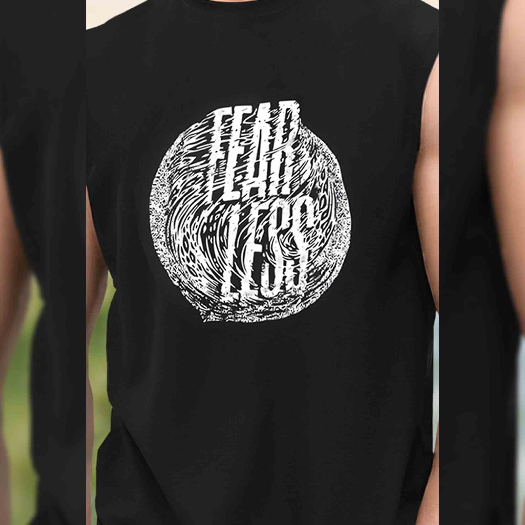 Men Printed Black Round Neck Top Tank
