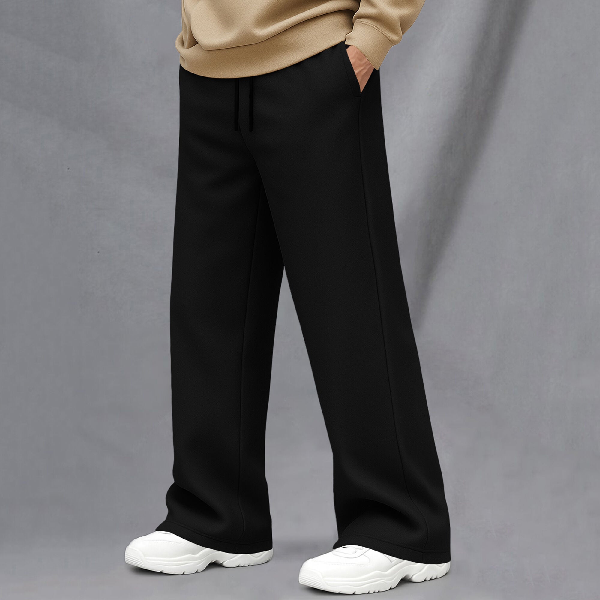 Plain Loose Fit Baggy Cargo Black