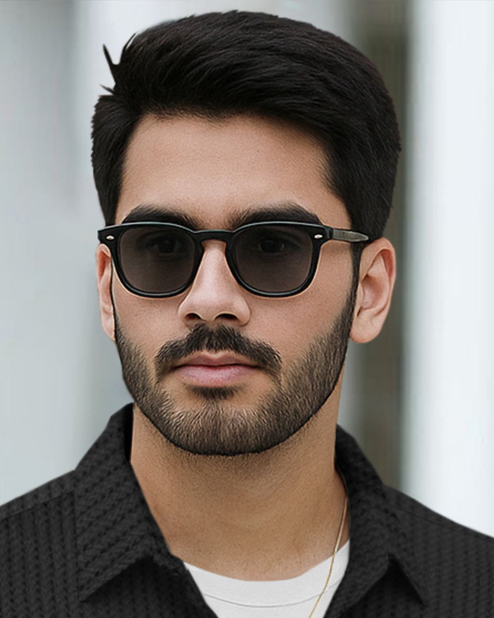 Men Full Sleeve Double Pocket Waffle Shirt Black