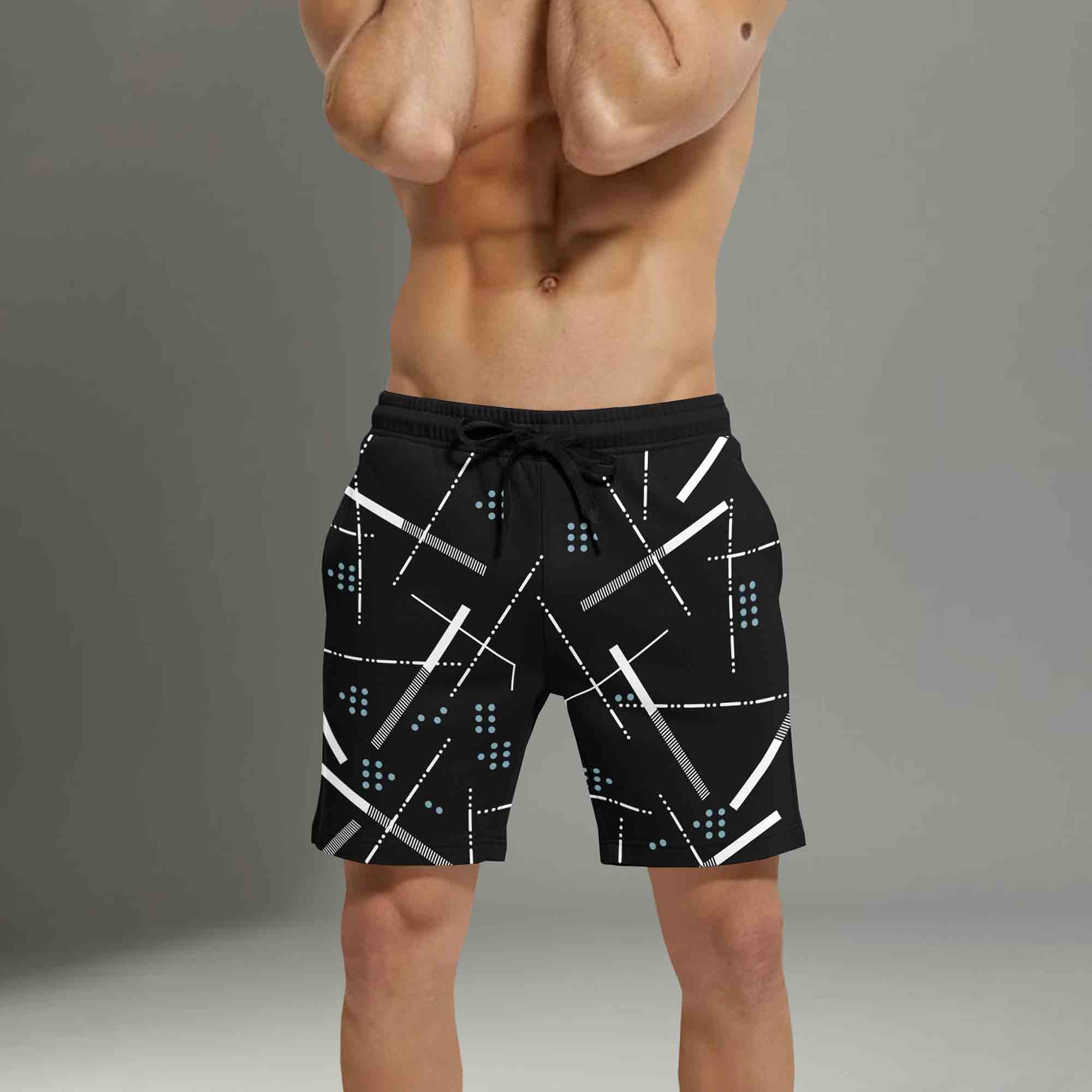 Men Black Printed Regular Shorts