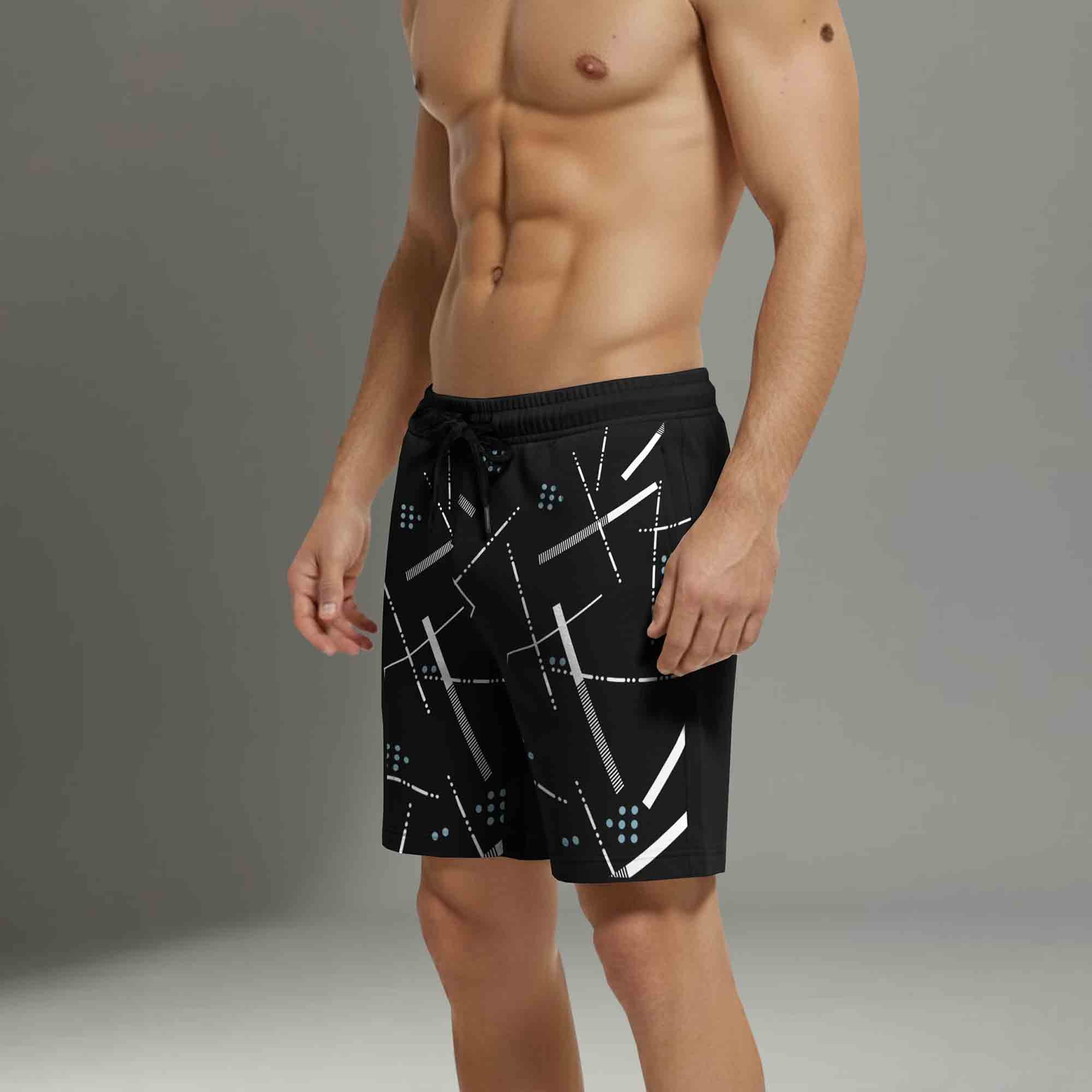 Men Black Printed Regular Shorts