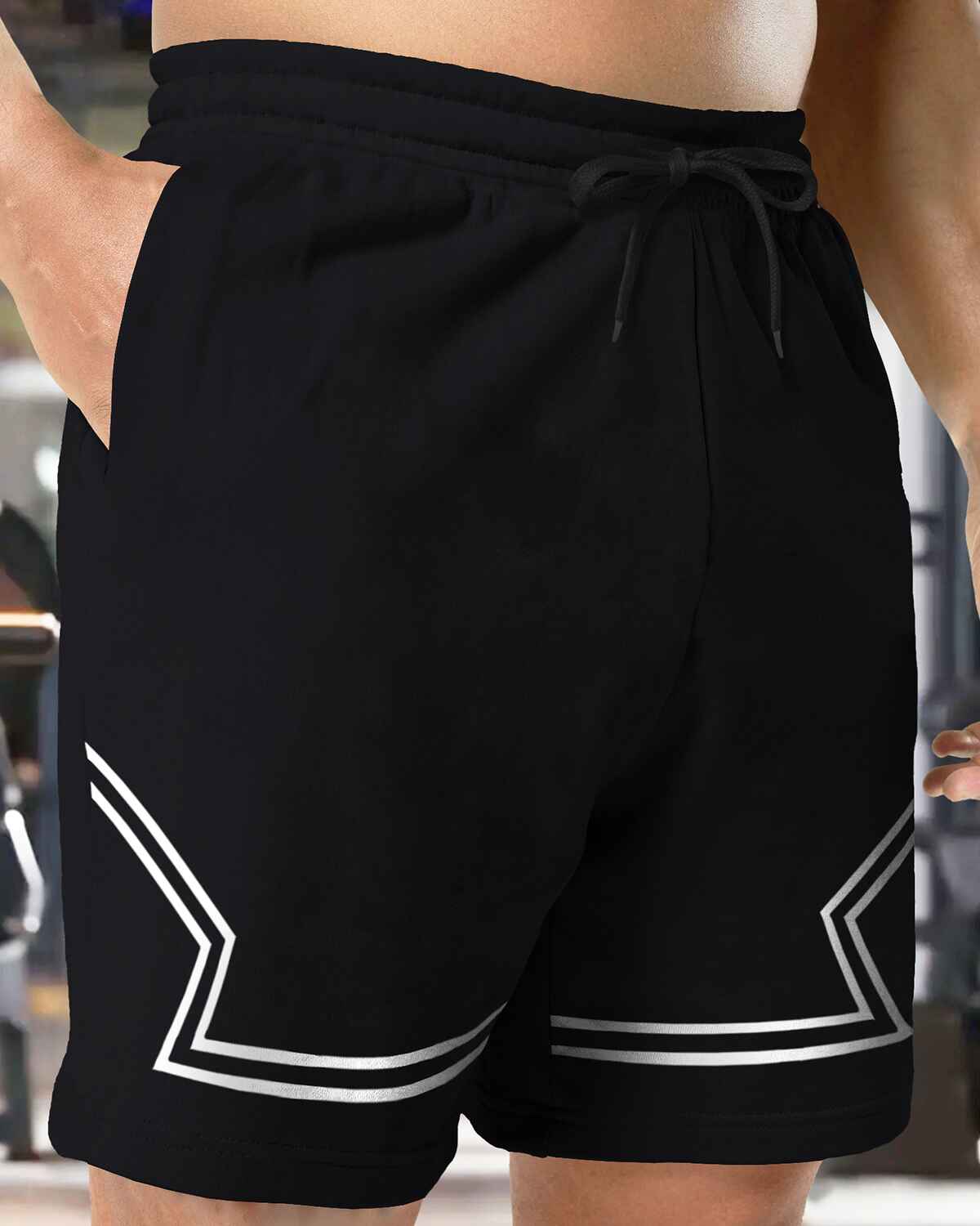 Men Colorblock Black Short