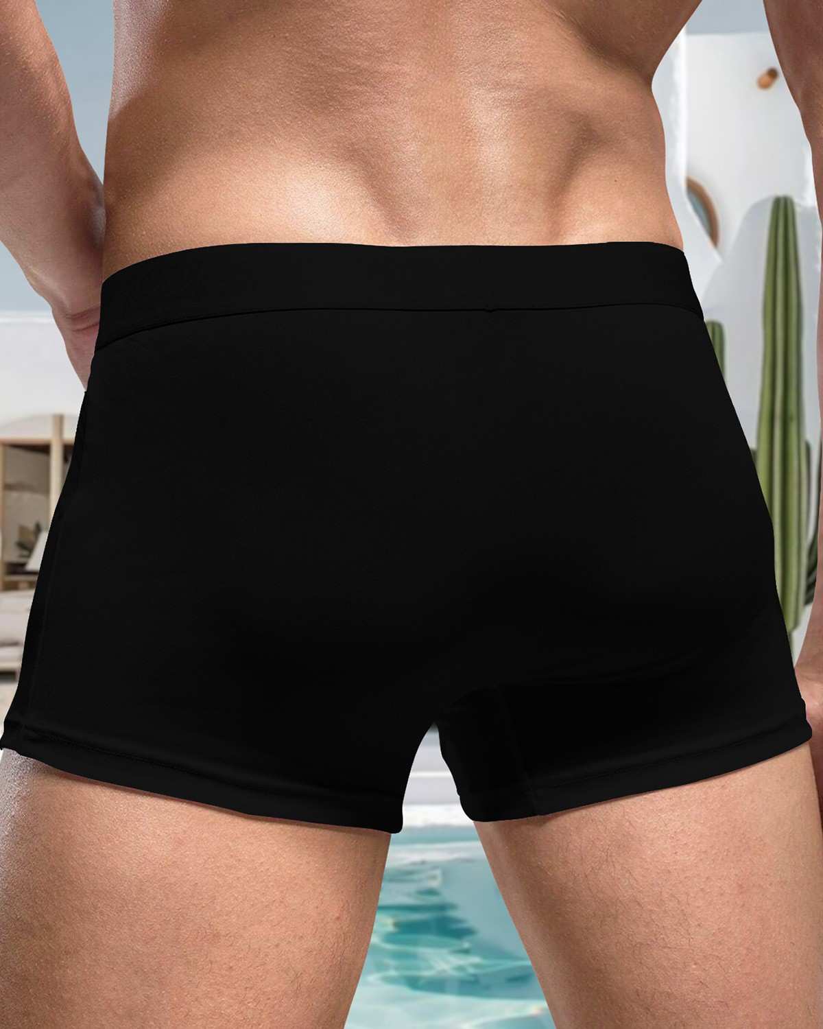 Men Plain Black Trunk