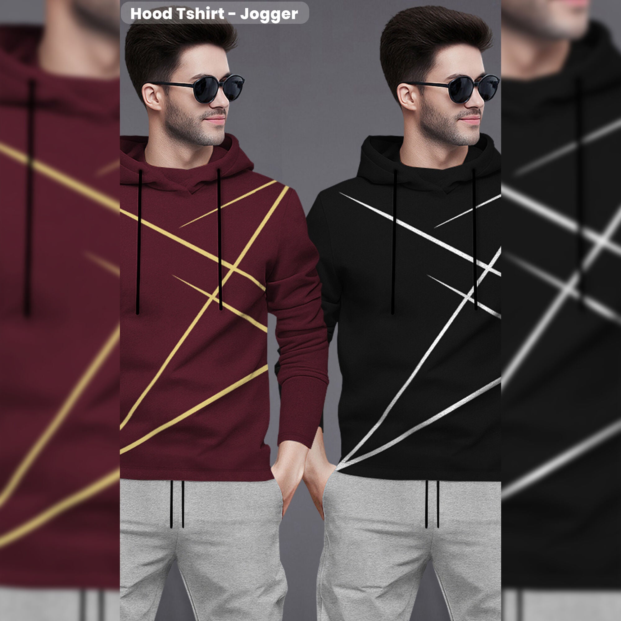 (Pack Of 2) Printed Tracksuit For Men Maroon & Black