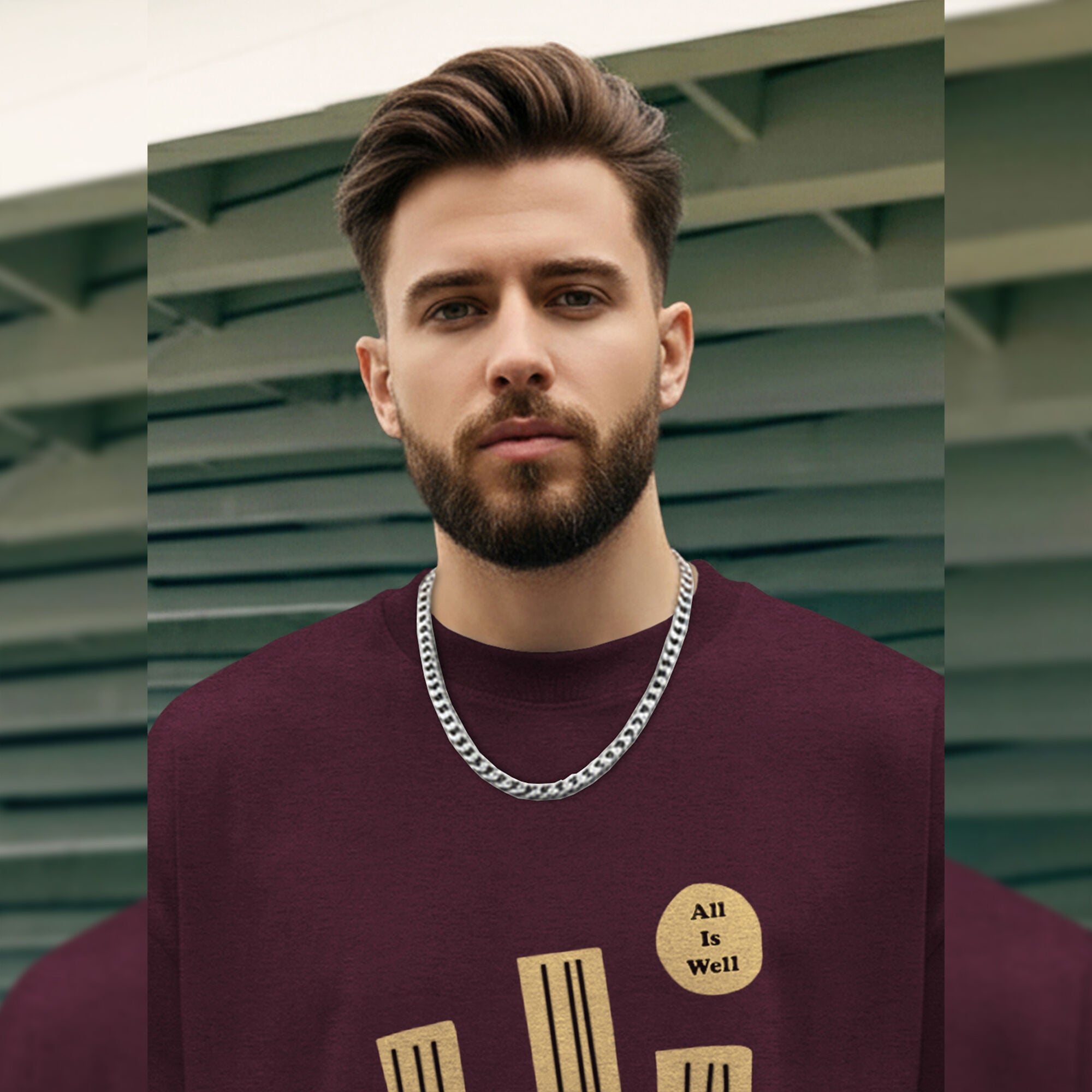 Mens Loose Fit Baggy T-shirt Maroon