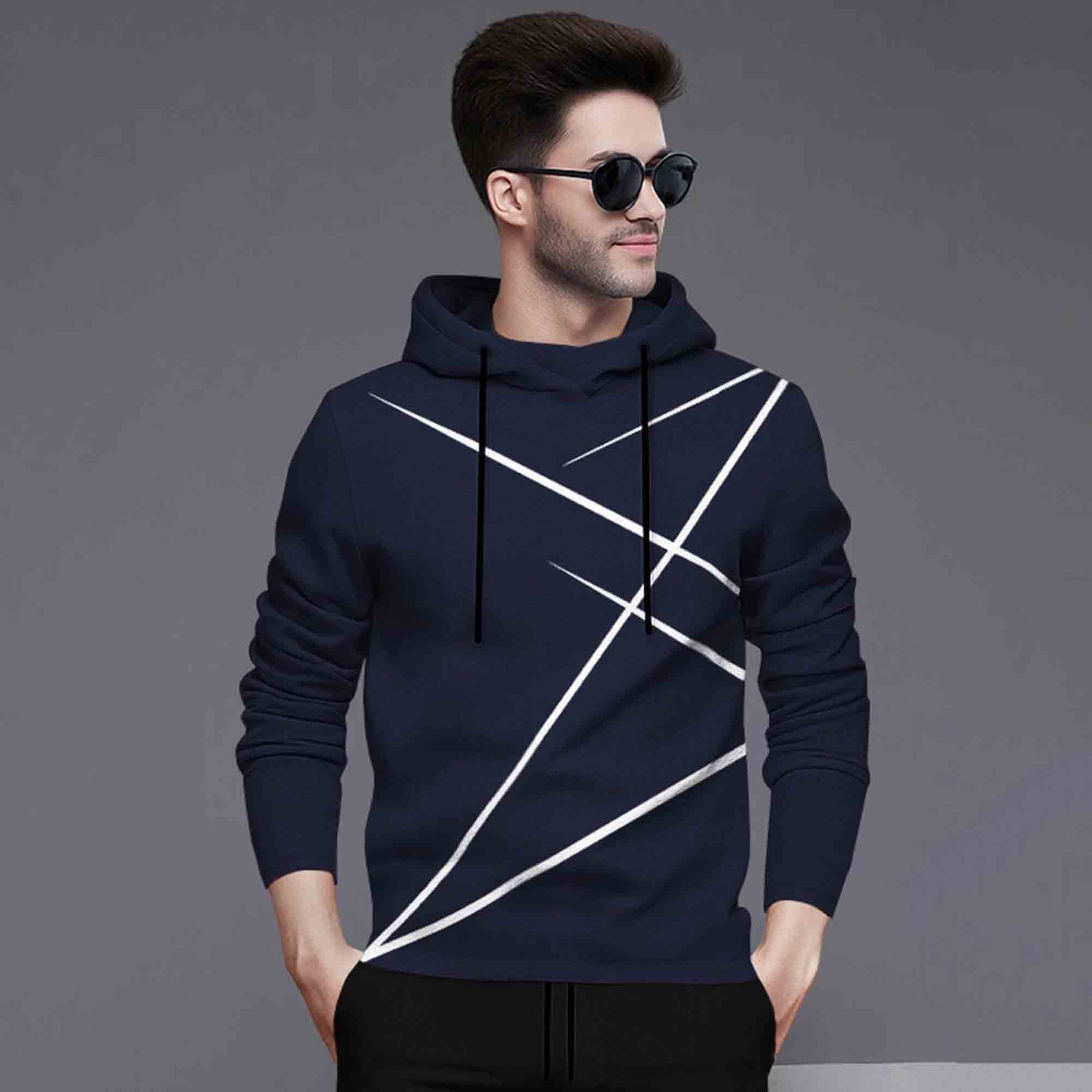 Full Sleeve ZigZag Parttern Navyblue T-shirt With Matching Trackpant