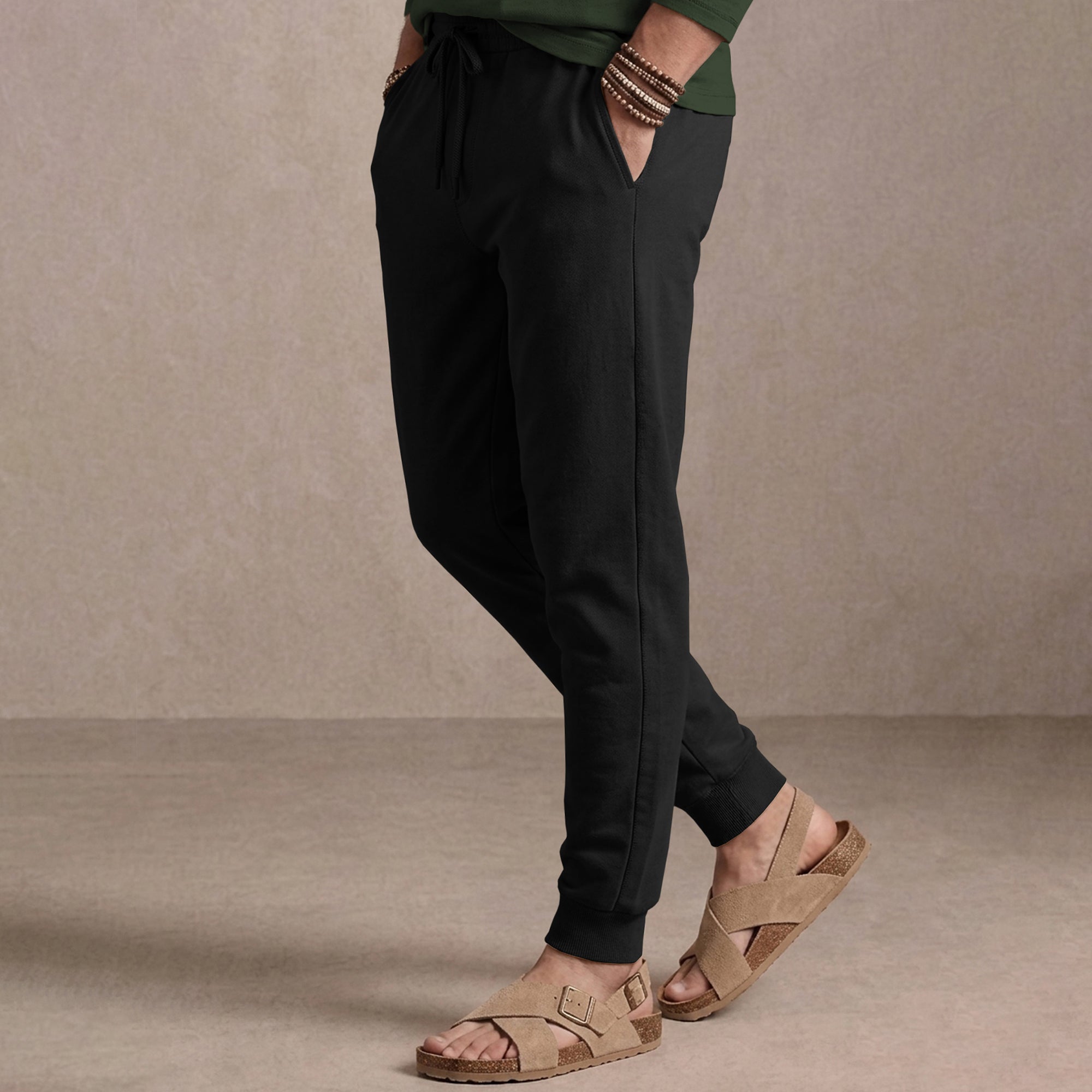Olive Green Hooded Full Sleeve T-shirt with Black Trackpant Tracksuit