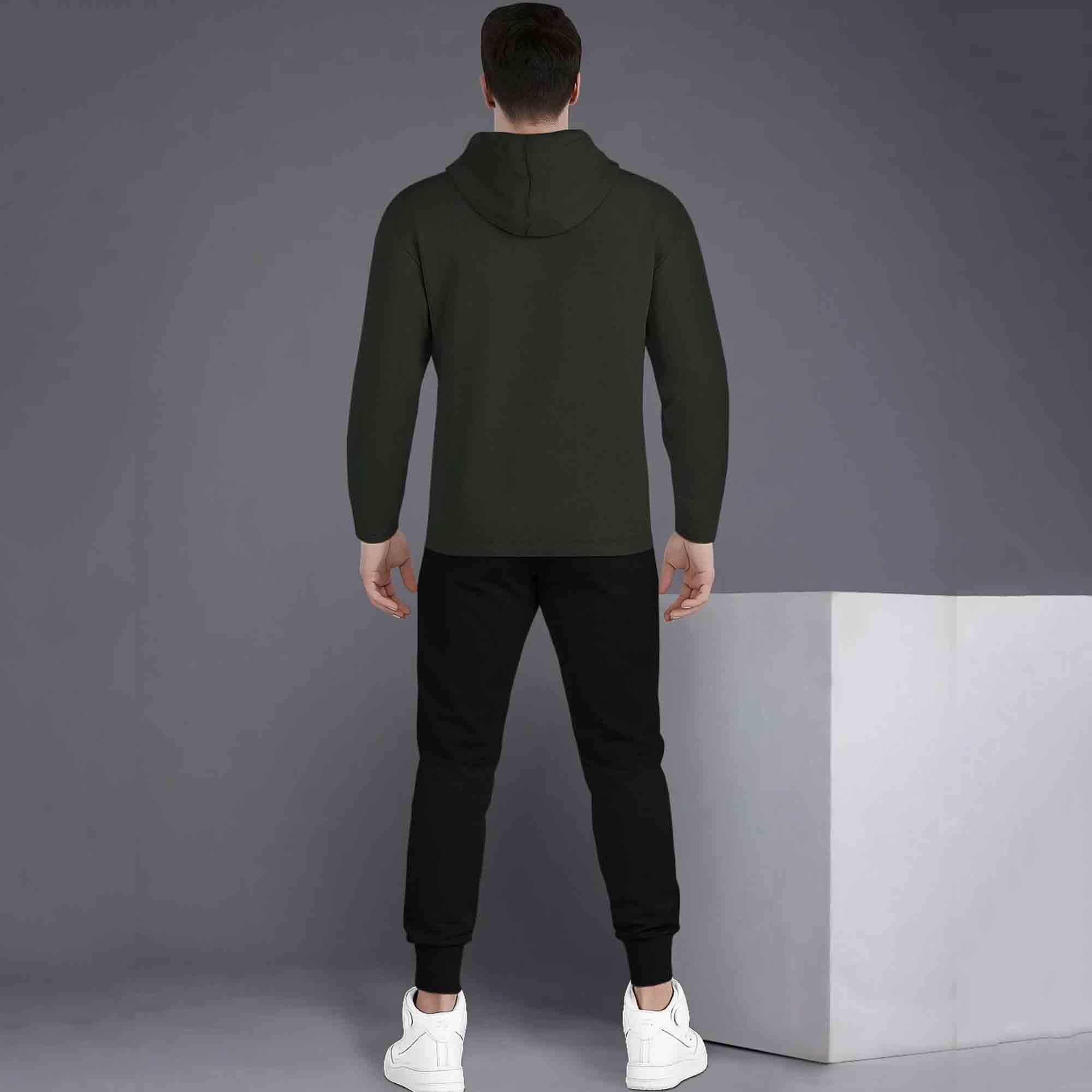 Full Sleeve ZigZag Parttern Olivegreen T-shirt With Matching Trackpant