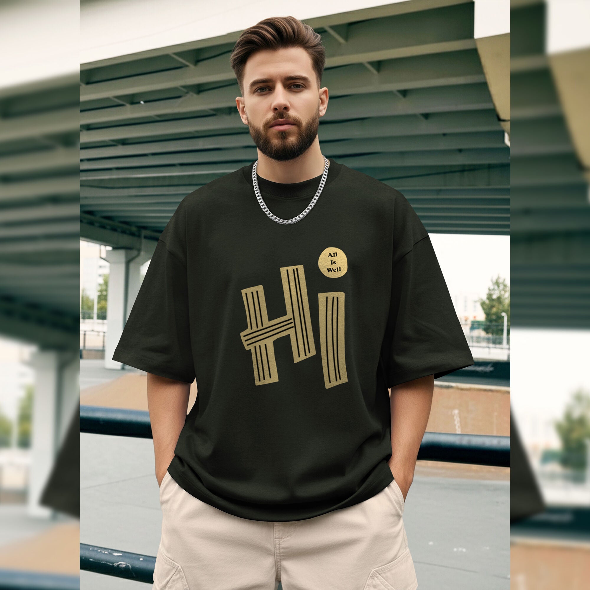 Mens Loose Fit Baggy T-shirt Olivegreen