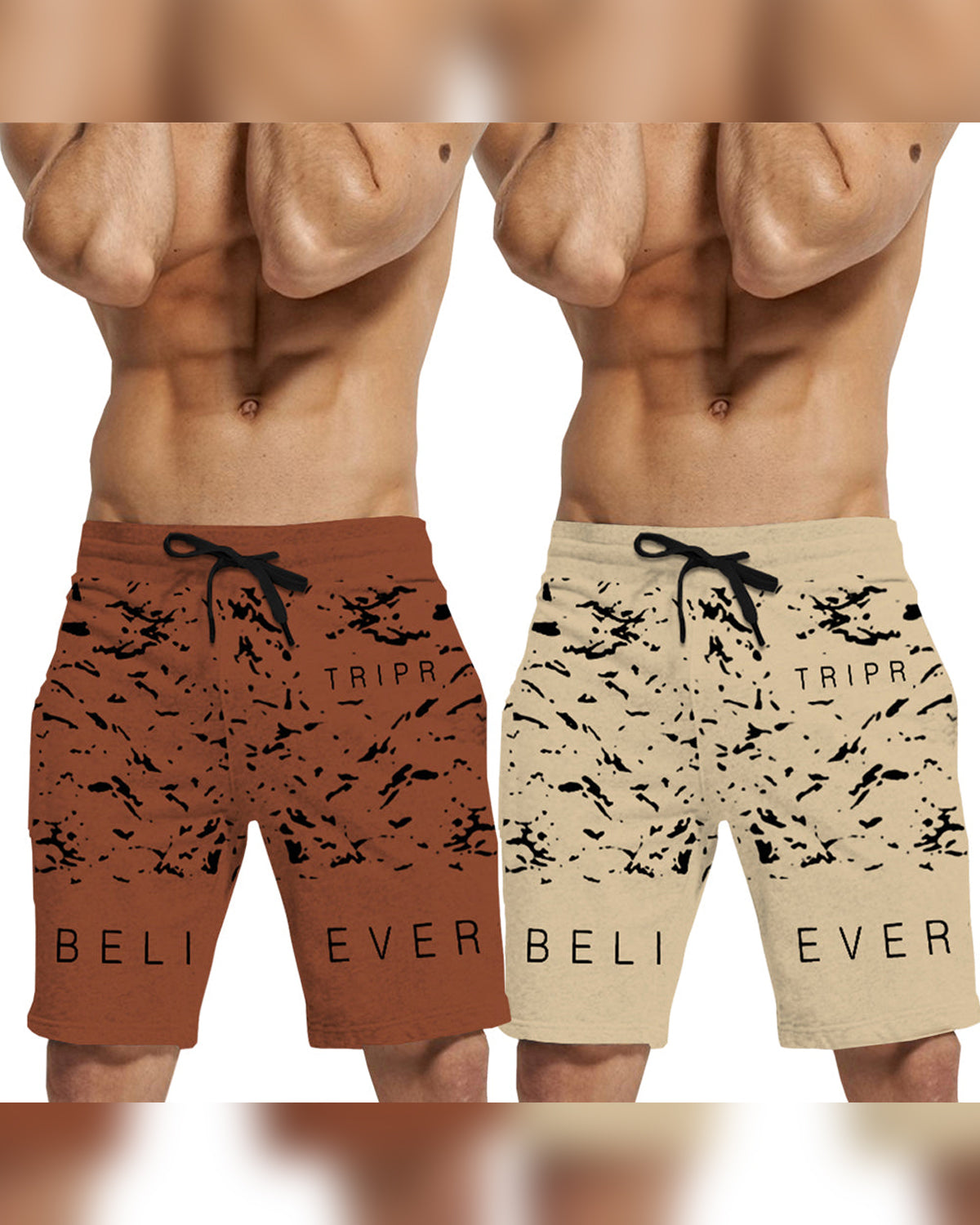 (Pack Of 2) Printed And Colorblocked Shorts 15 Variants