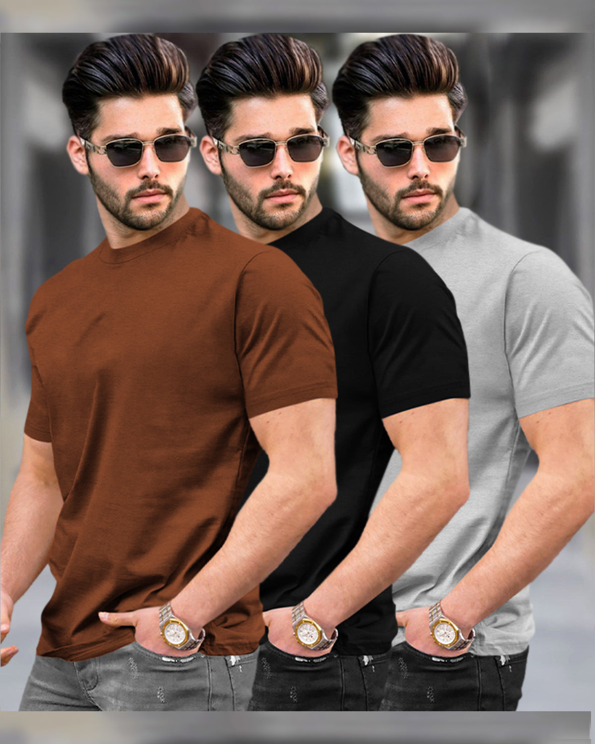 Combo pack of 2, 3 & 4 Half Sleeve Round Neck Plain T-shirts